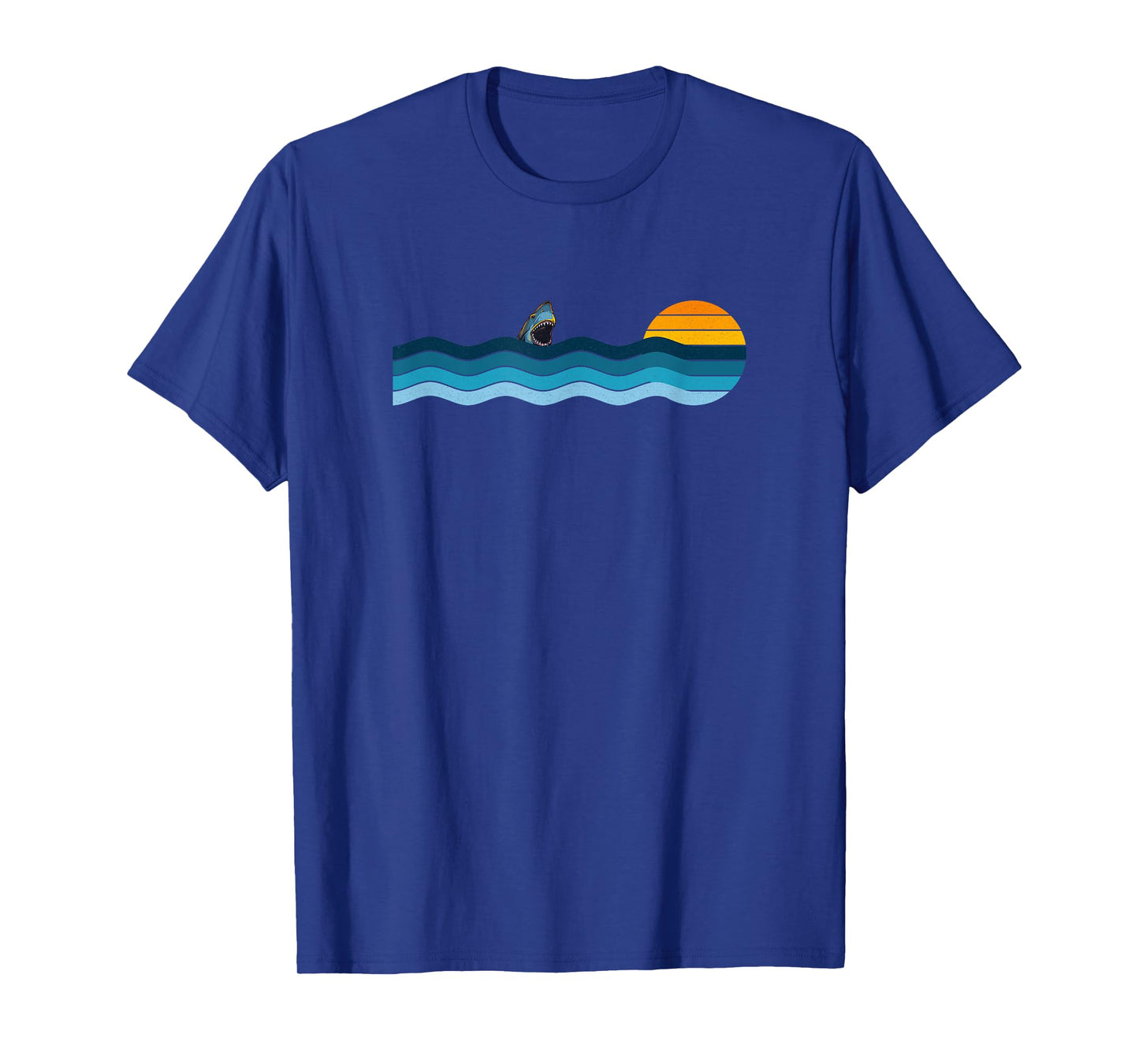 Shark Breaching in Retro Vintage Sunset T-Shirt