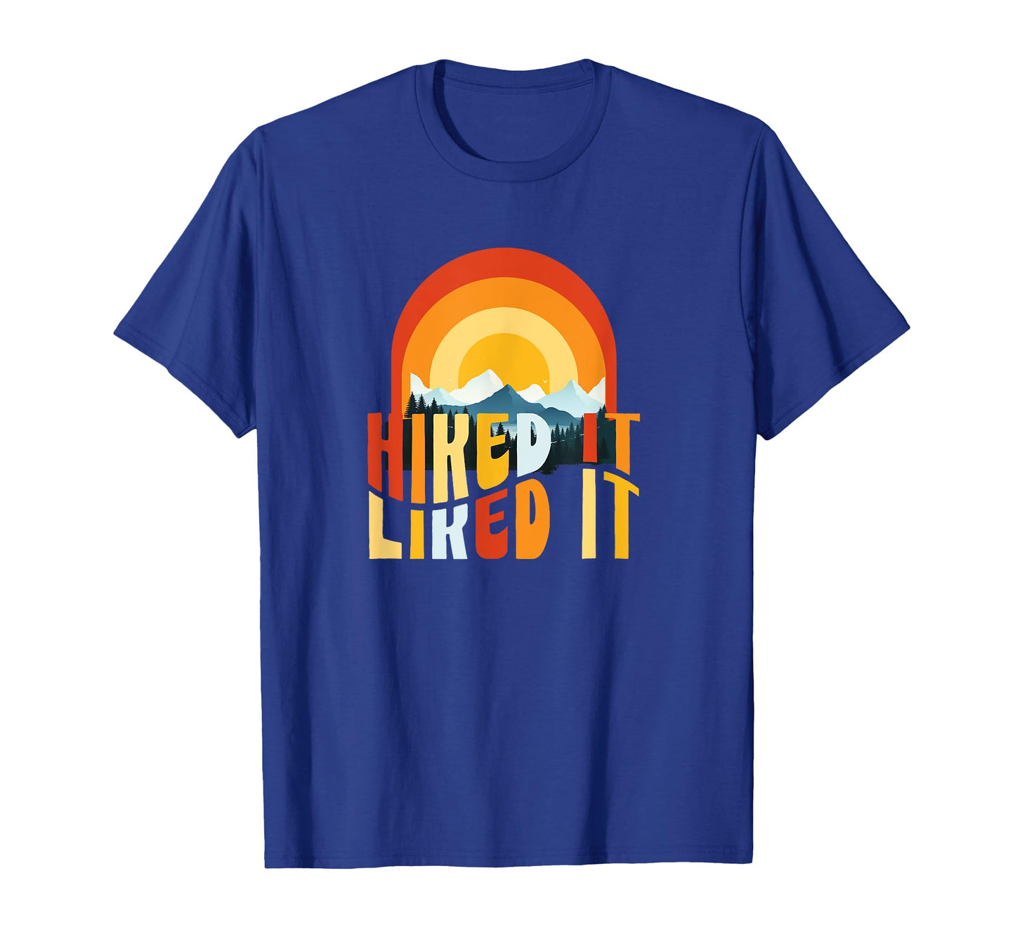 Retro Groovy Wavy Hiked It Liked It 70s Style Mountains Sun T-Shirt