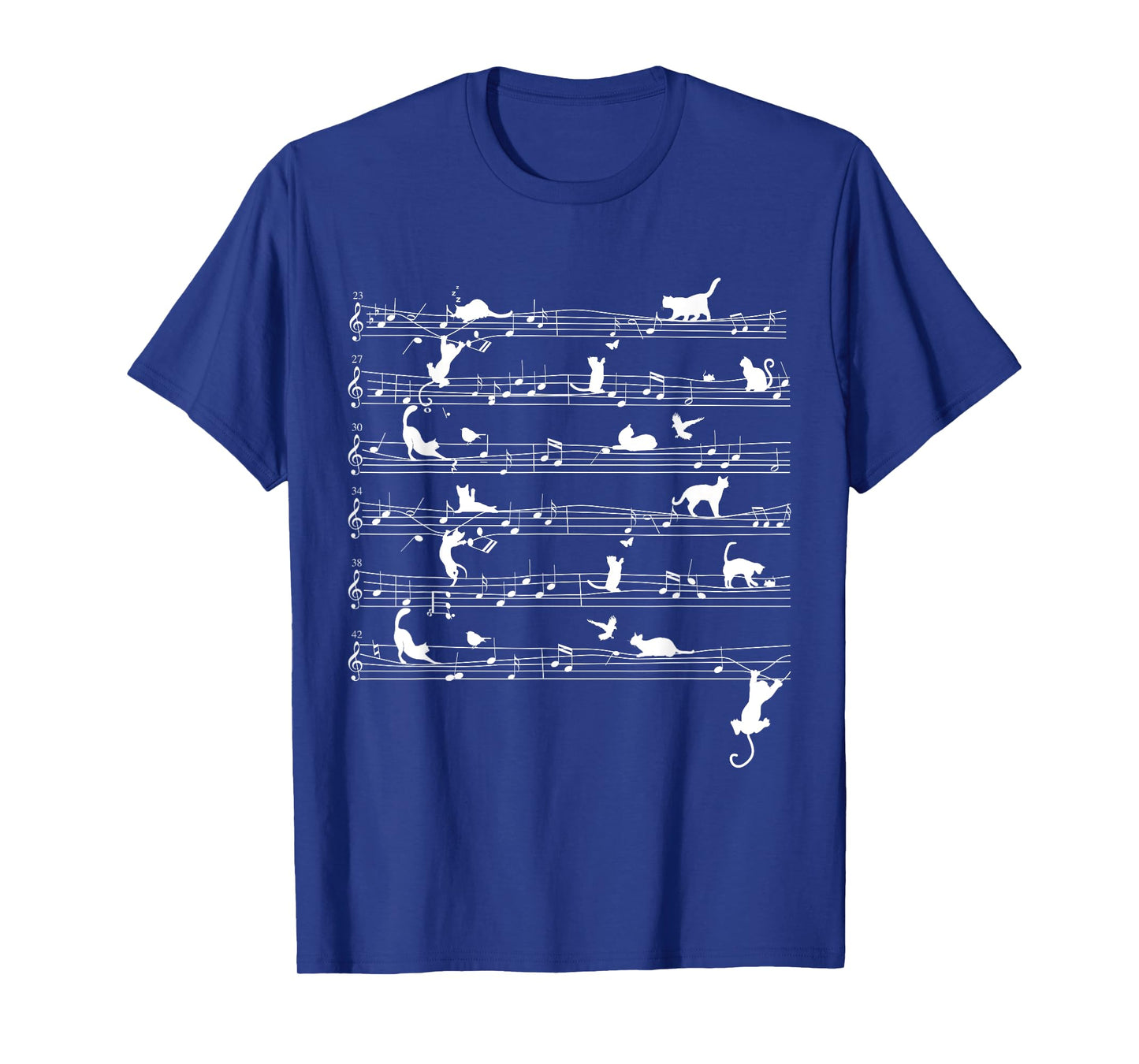 Cute Cat Kitty Playing Music Note Clef Musician Art Men Women Girls Kids T-Shirt