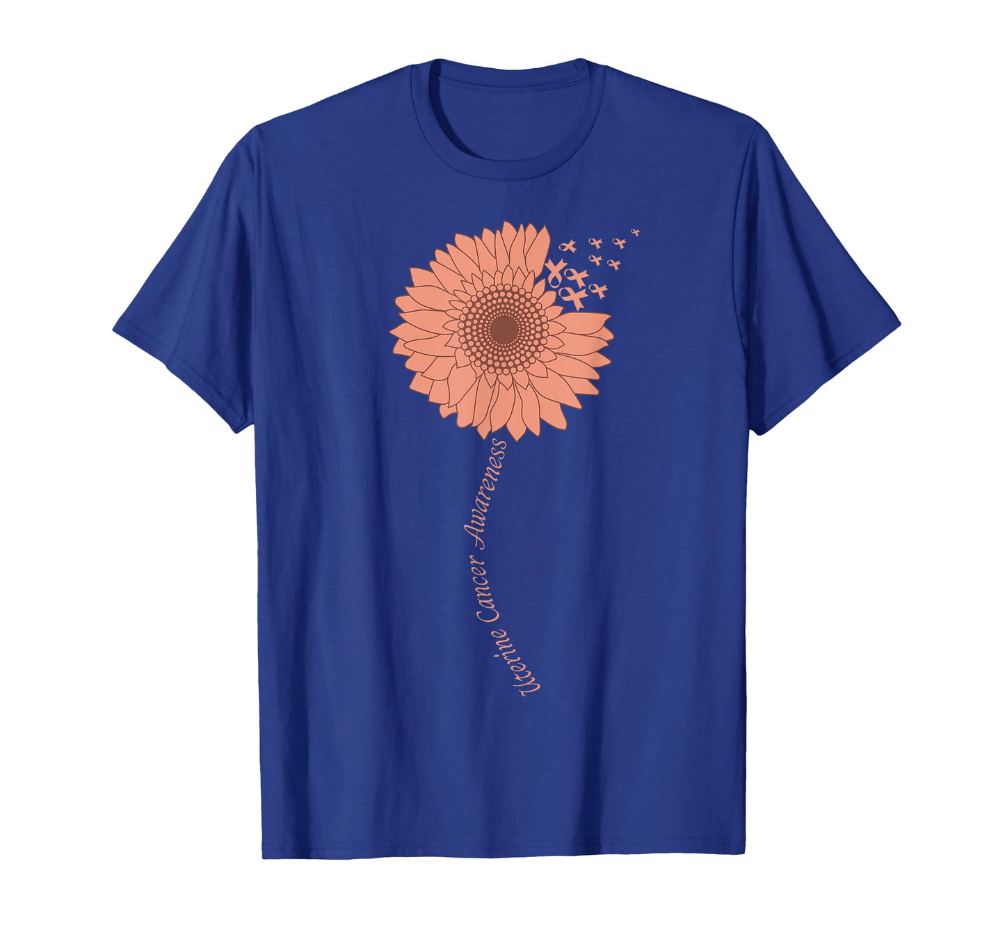 Uterine Cancer Awareness Sunflower Peachy Ribbon T-Shirt
