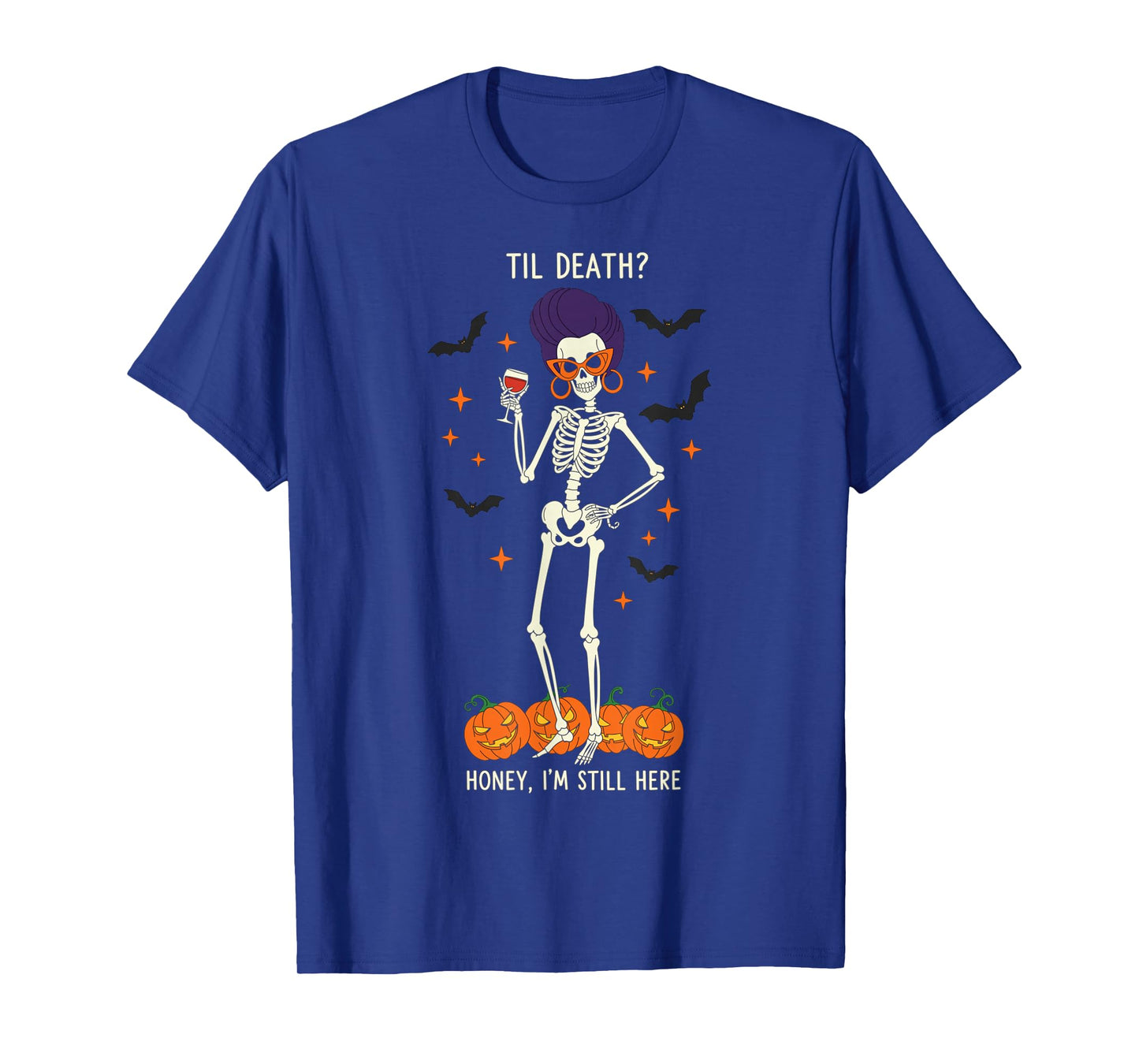 Vintage Skeleton Halloween Design for Wine and Bat Fans T-Shirt