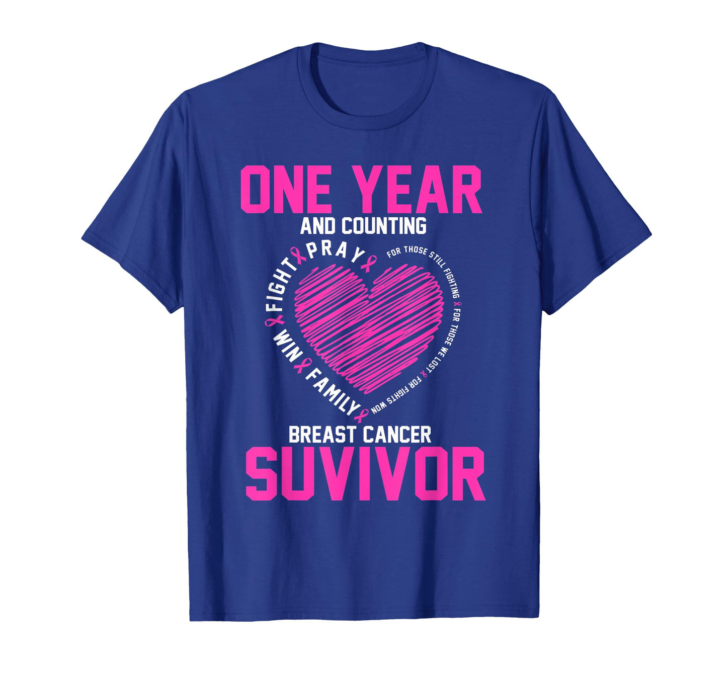 1 Year cancer free pink breast cancer awareness T-Shirt