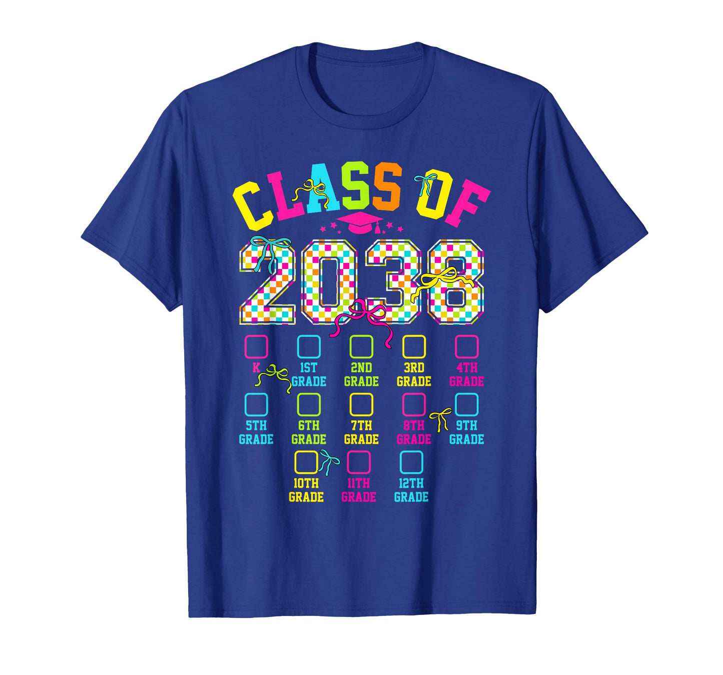 Vintage Retro Class Of 2038 Grow With Me Checklist Graduate T-Shirt