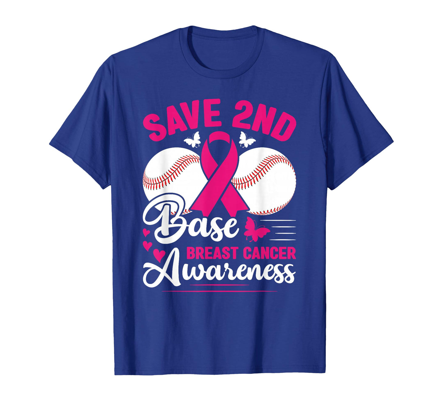 Save 2nd Base - Pink Ribbon Warrior Breast Cancer Awareness T-Shirt