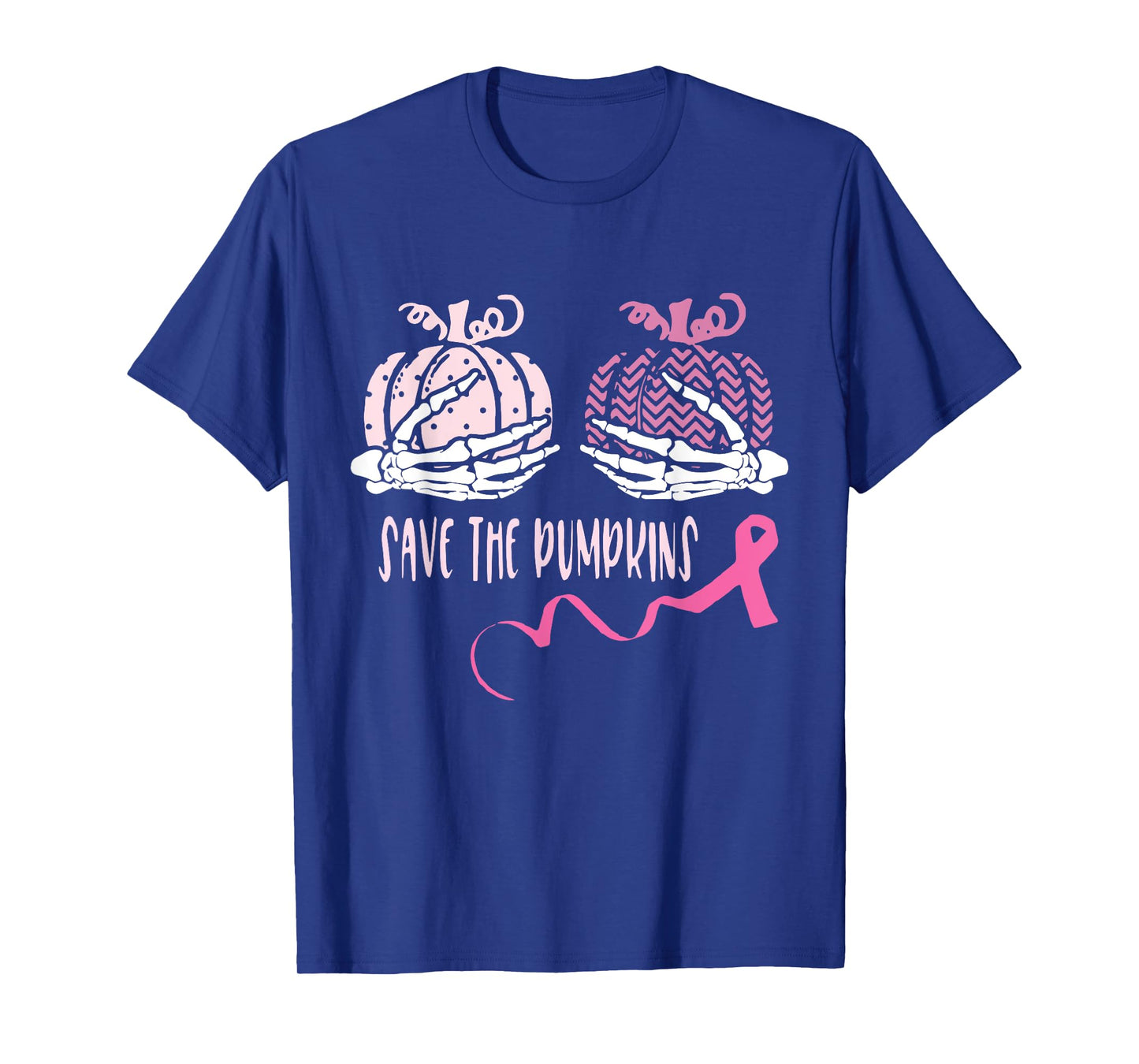 Skeleton Hand Breast Cancer Awareness Save The Pumpkins Boob T-Shirt
