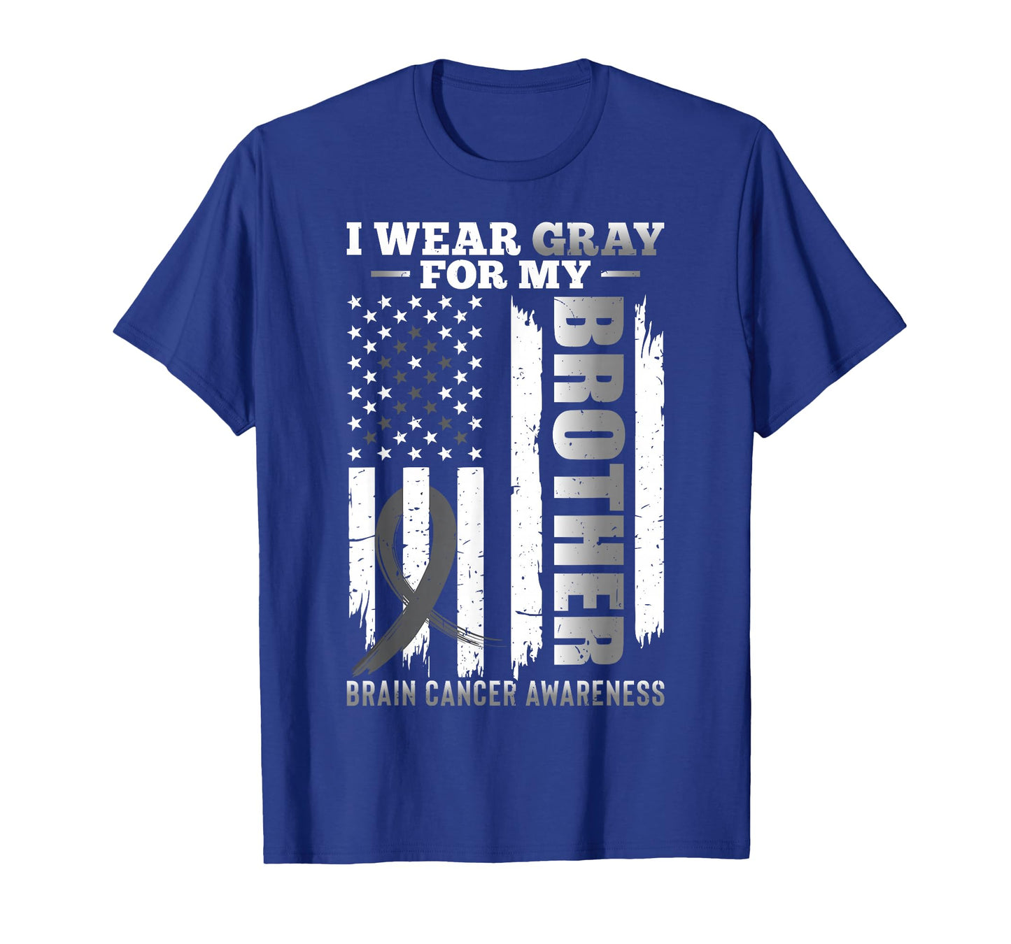 I Wear Gray for My Brother - USA Flag Brain Cancer Awareness T-Shirt