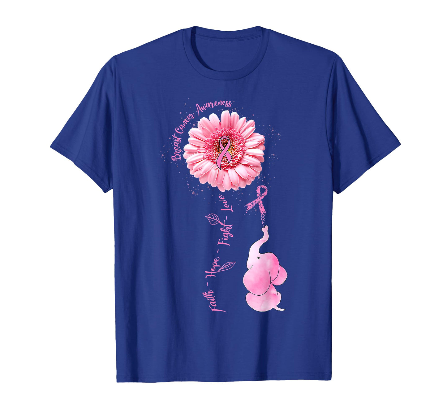 Elephant Faith Hope Love Breast Cancer Awareness Month T-Shirt