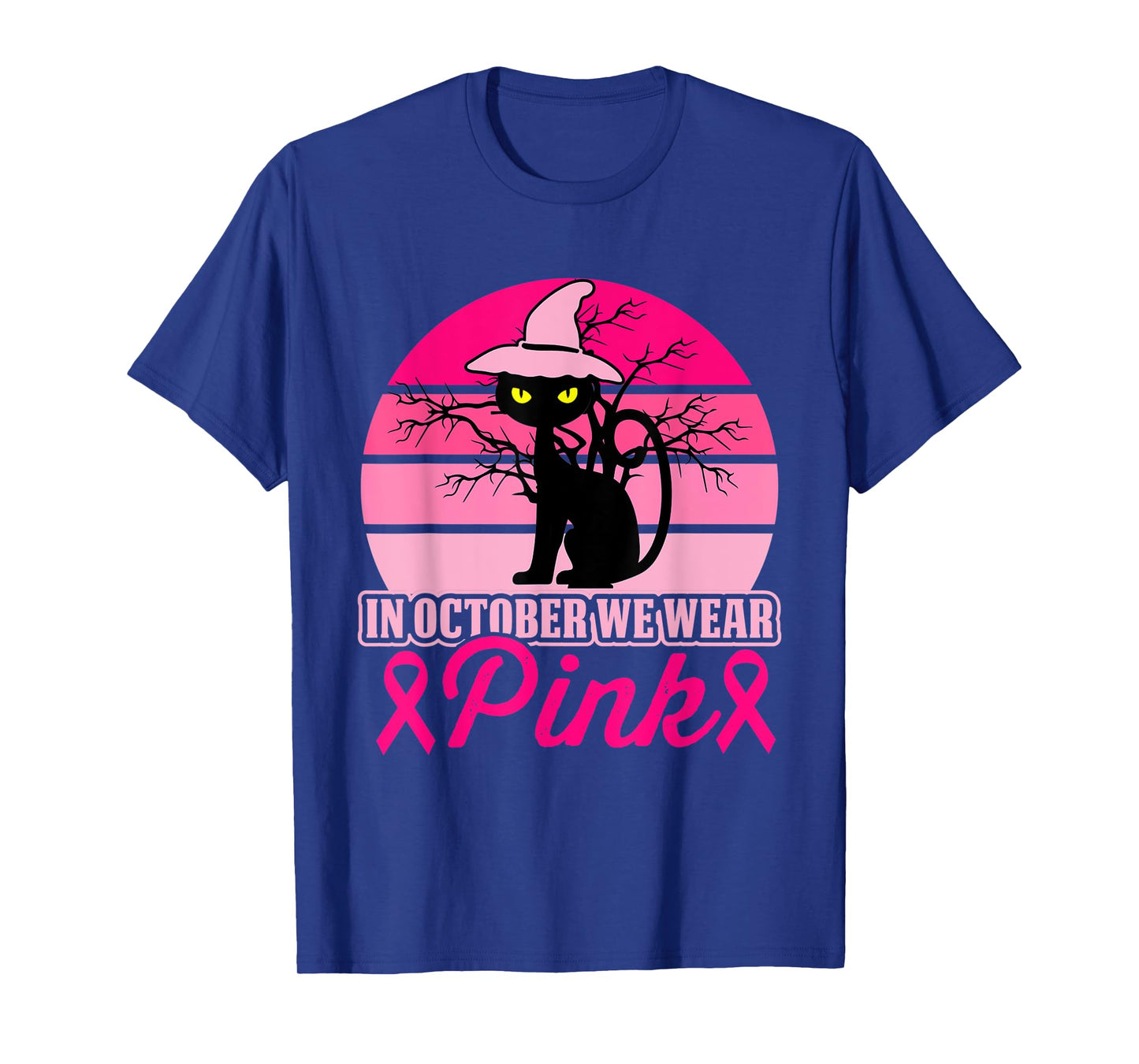In October We Wear Pink Cat Breast Cancer Halloween T-Shirt