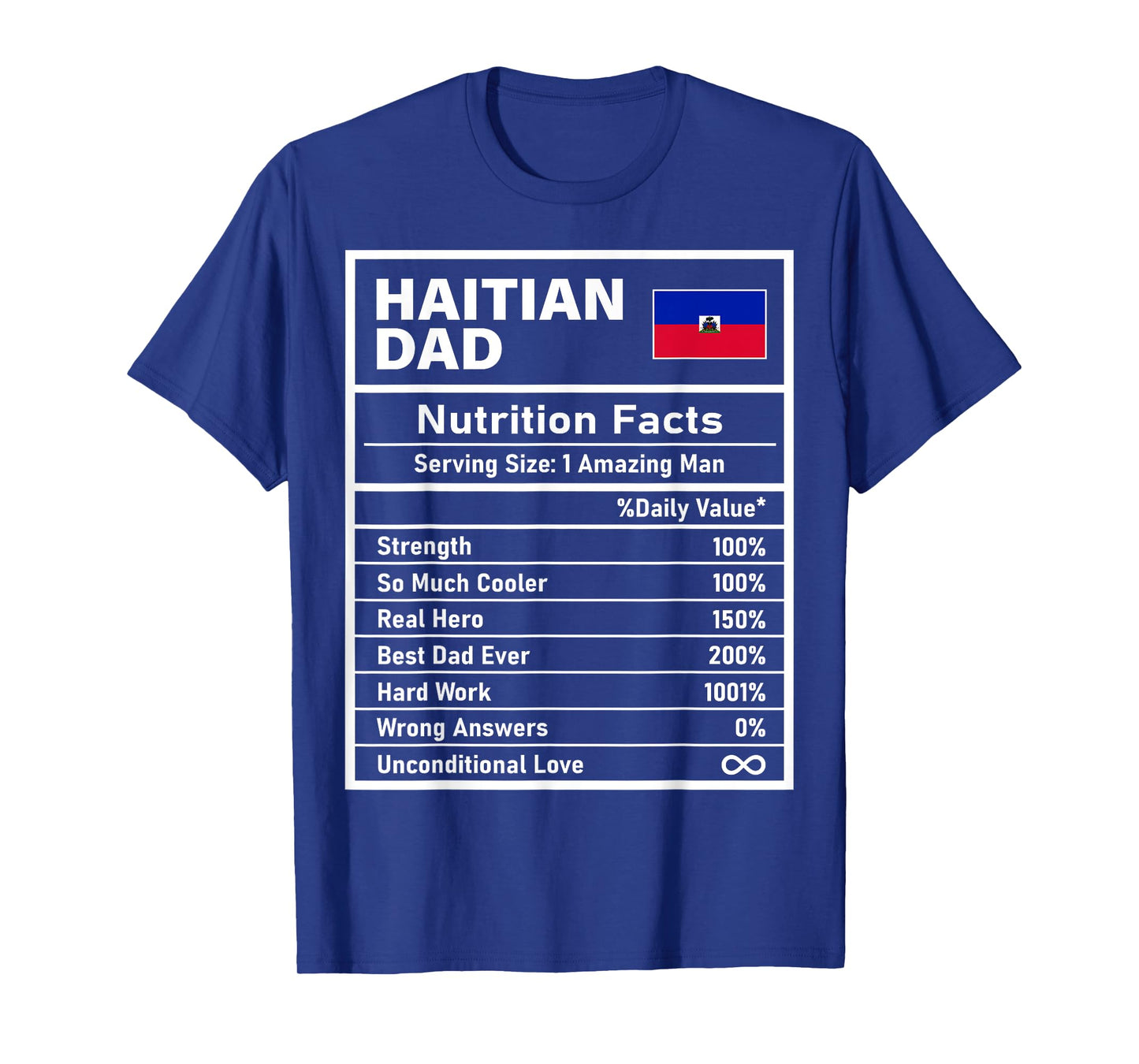 Haitian Dad Nutrition Facts Father's Day National Heritage T-Shirt