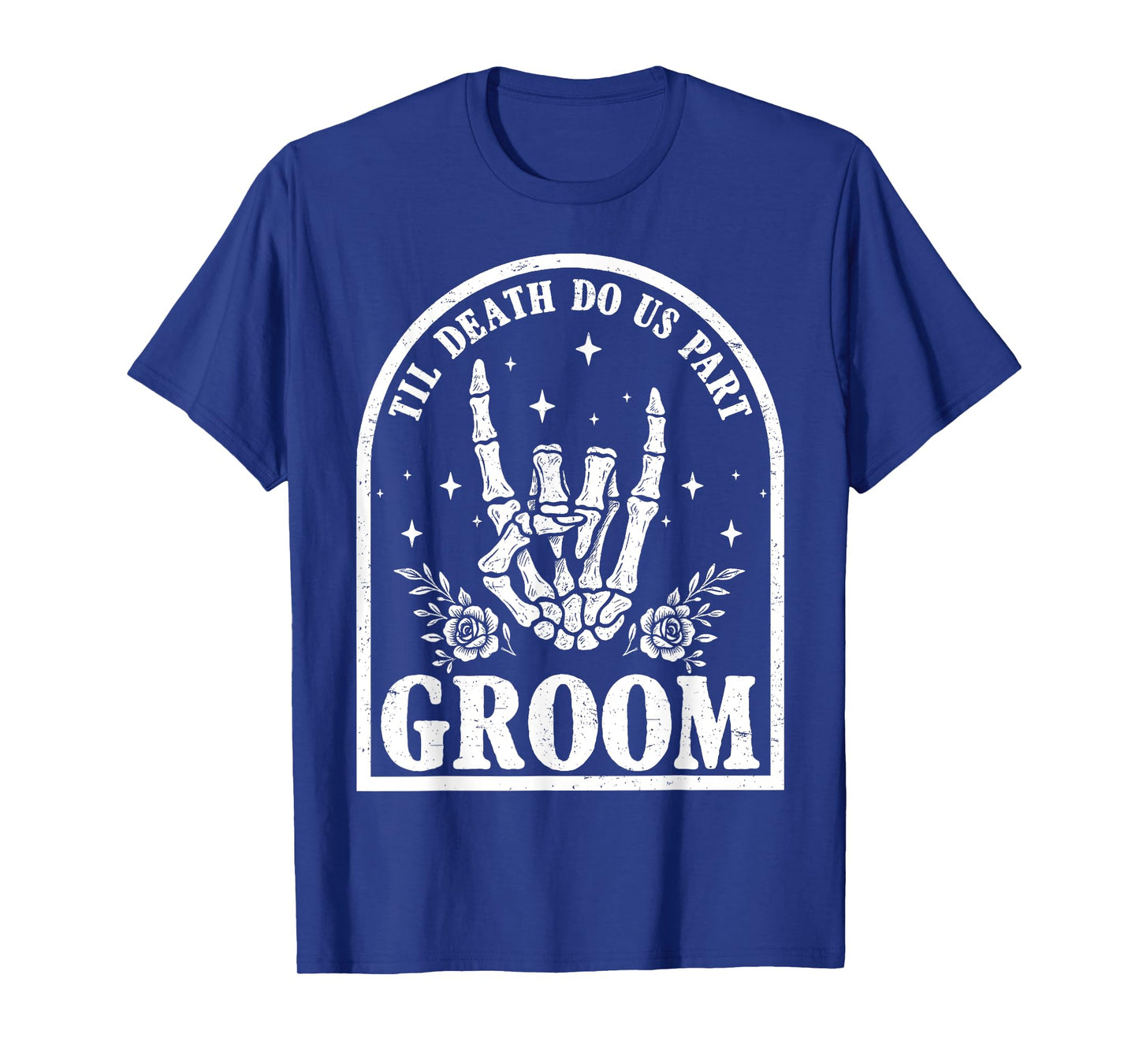 Groom Bride Skeleton Rock Hand Couples Wedding Halloween Tee T-Shirt