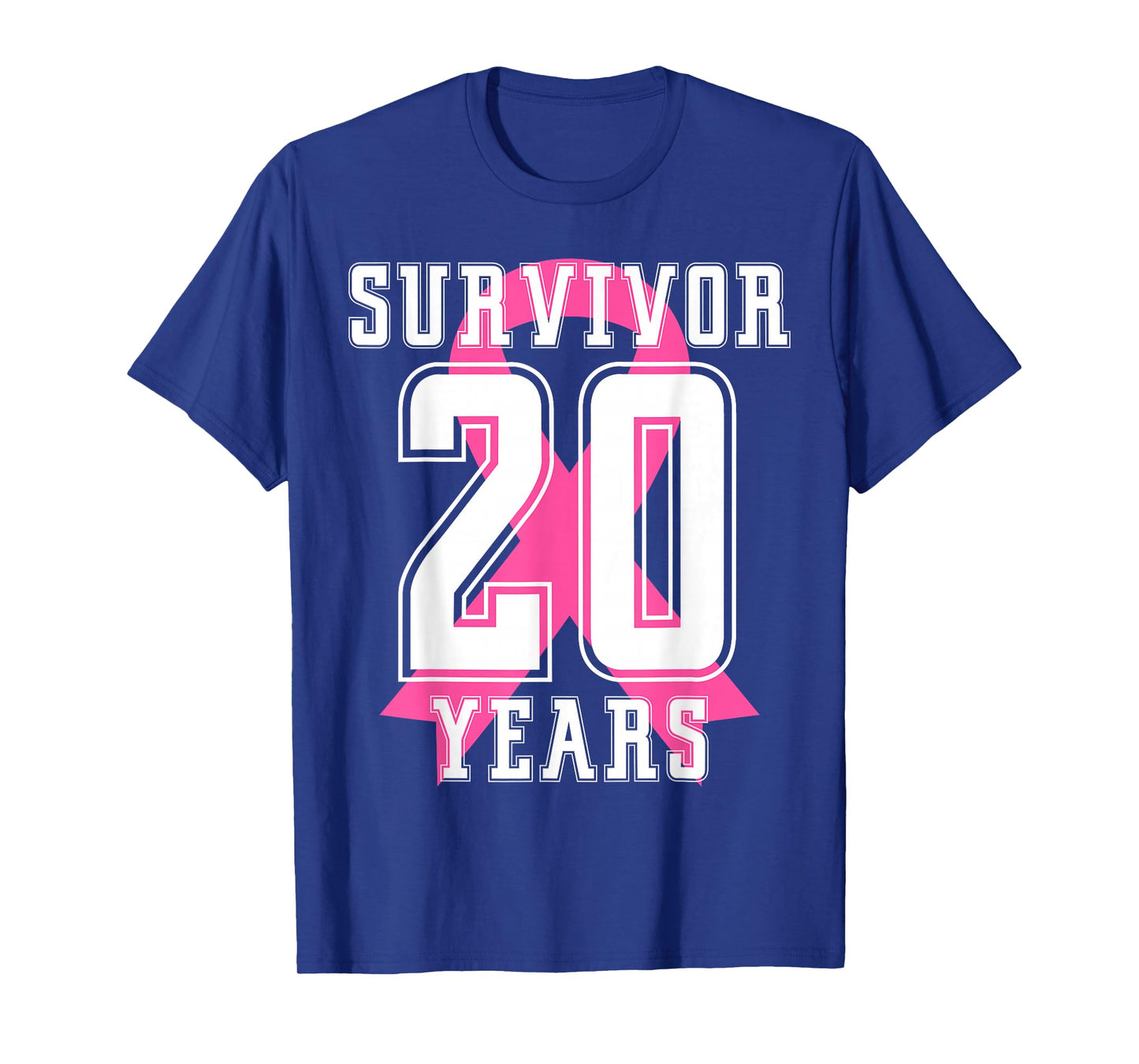 20 Years Free Survivor Breast Cancer Awareness Pink Ribbon T-Shirt