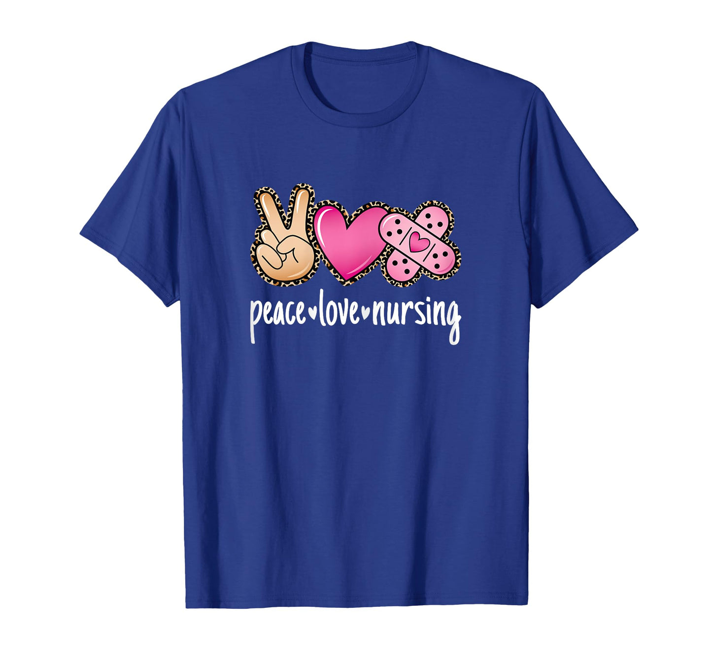 Peace Love Nursing Leopard Print Cute Nurse Women T-Shirt