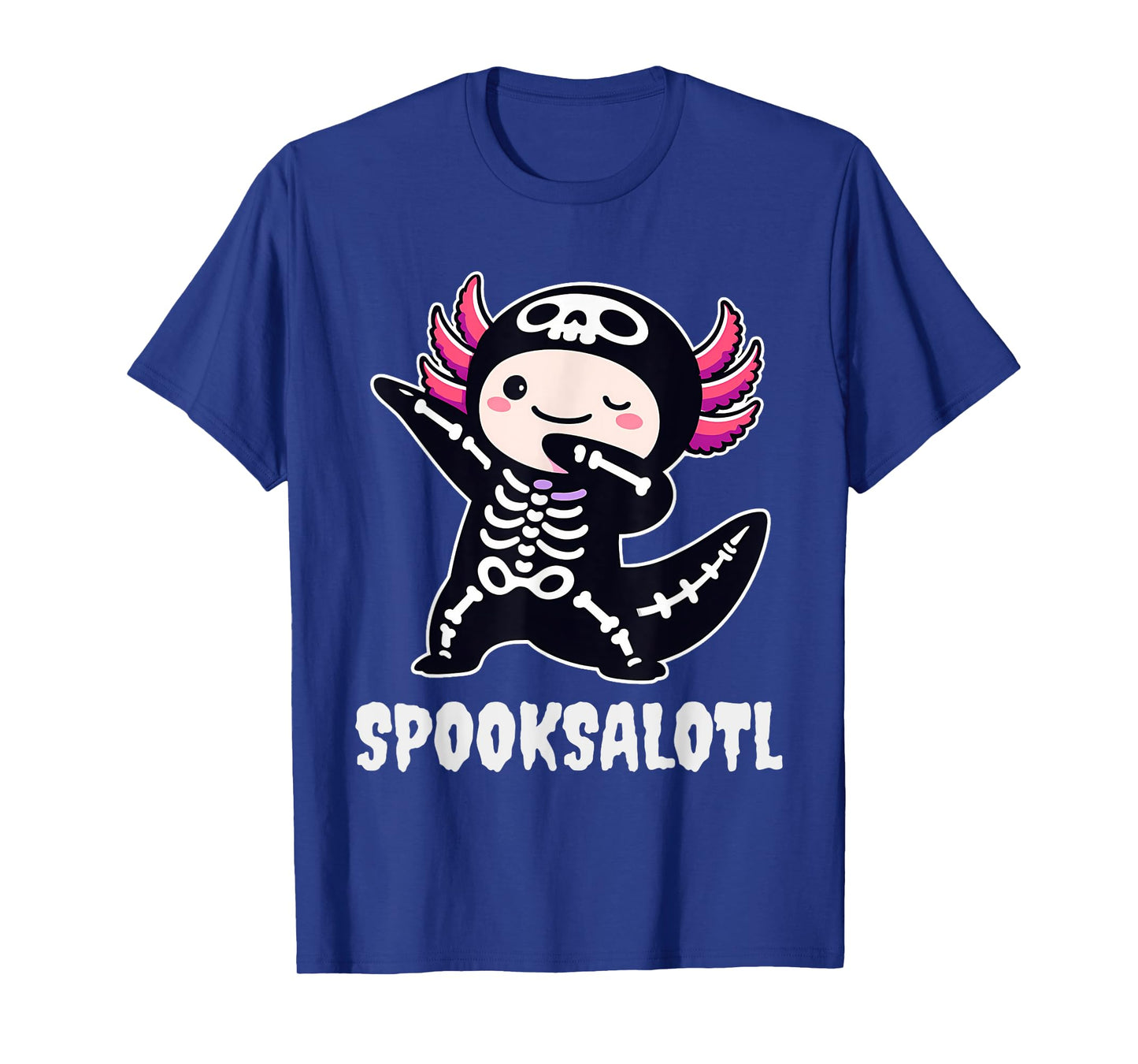 Spooksalotl Axolotl Skeleton Halloween for Kids Boys Girls T-Shirt