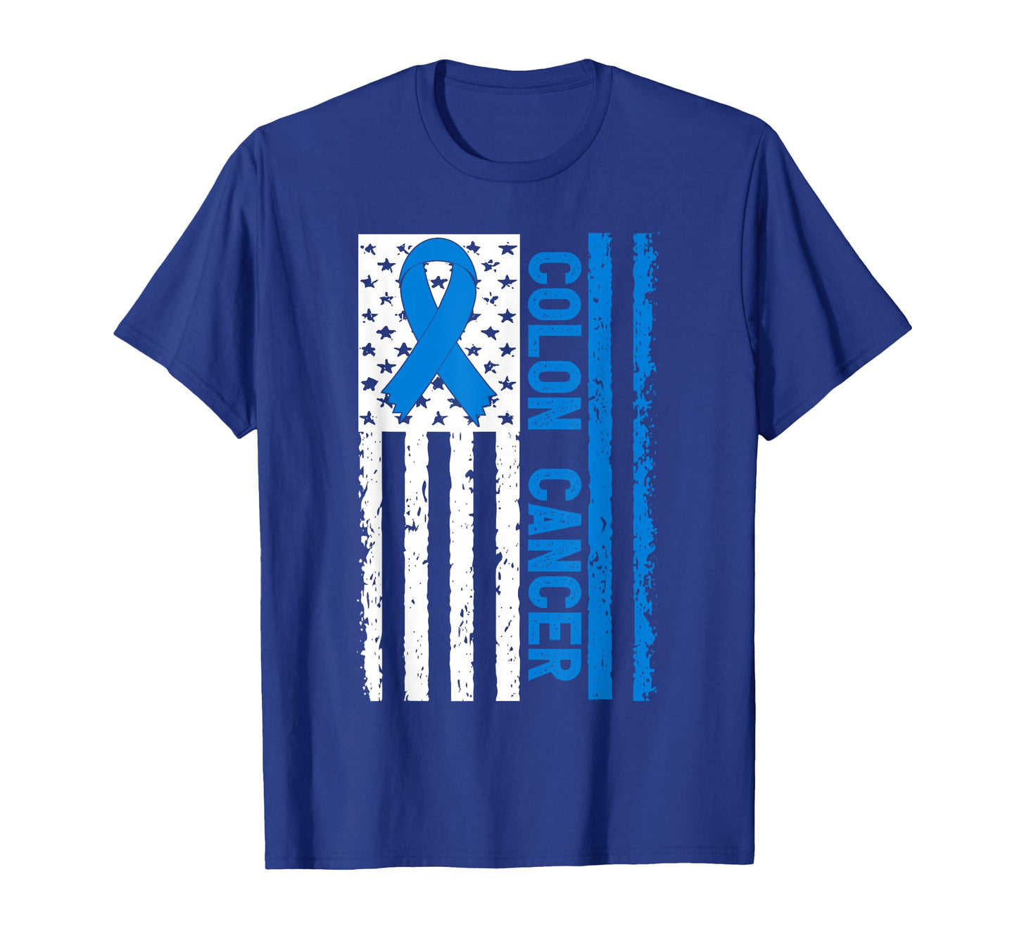 American Flag Worrior Colon Cancer Awareness Bleached T-Shirt for Women Kids Men