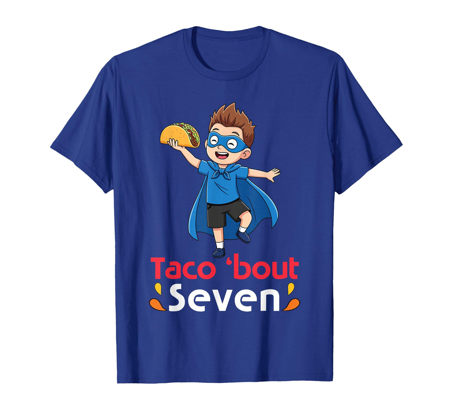 Cute Boy with Tacos Happy Birthday Taco Bout 7 Years Old T-Shirt