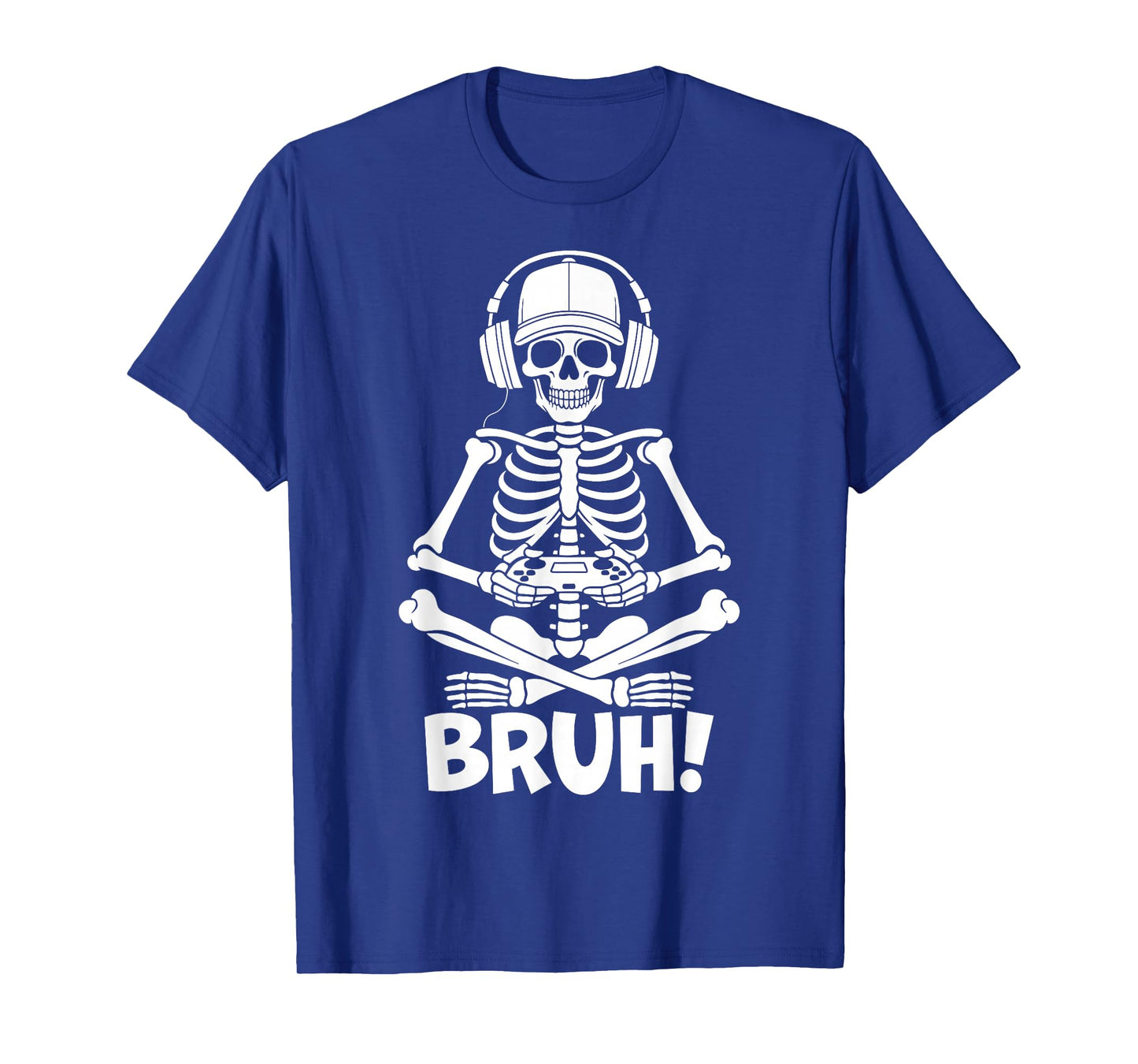 Bruh Skeleton Gamer Halloween Video Gaming Boys Girls Men T-Shirt