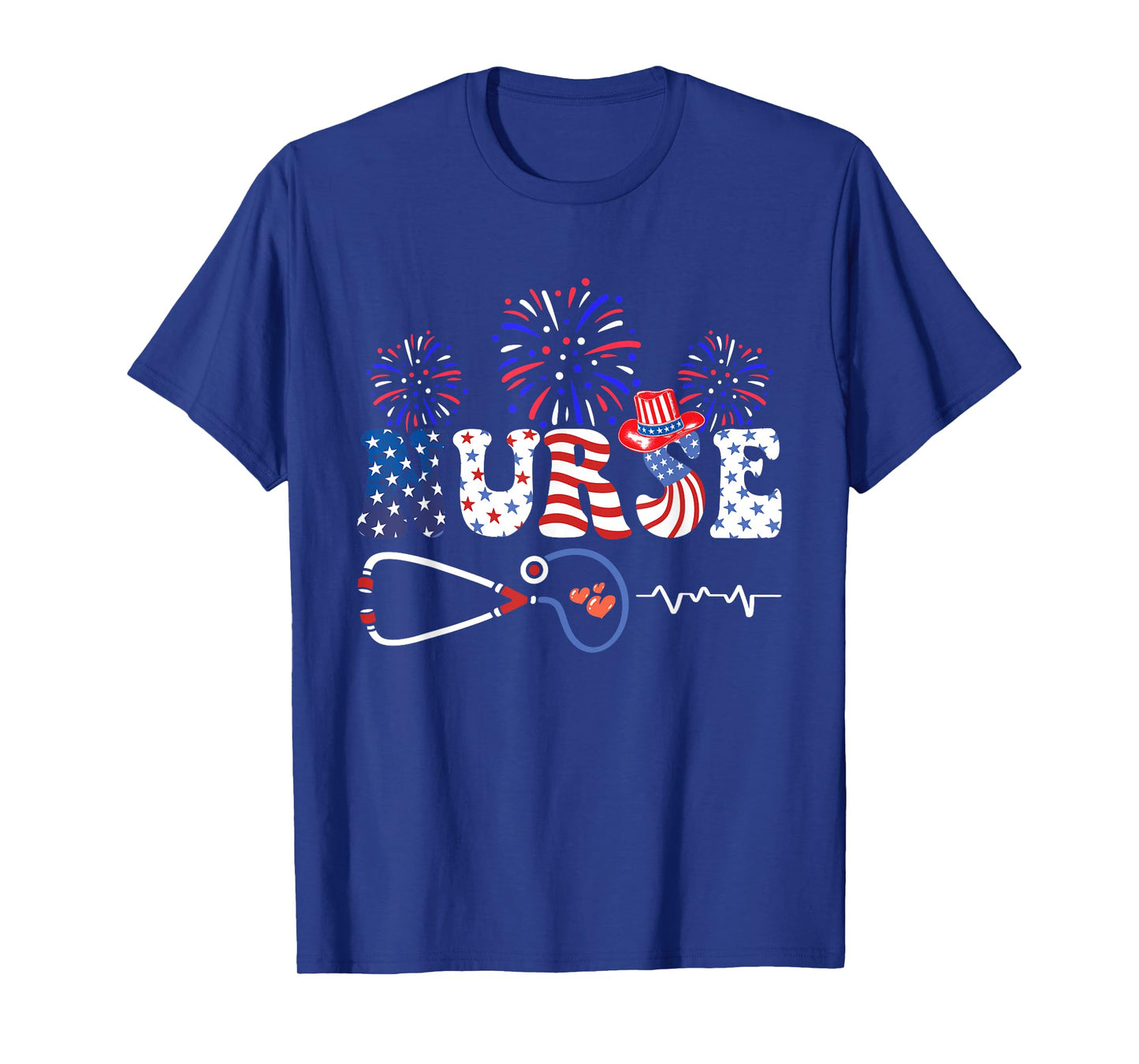 USA American Flag Patriotic Nurse Stethoscope 4th of July T-Shirt