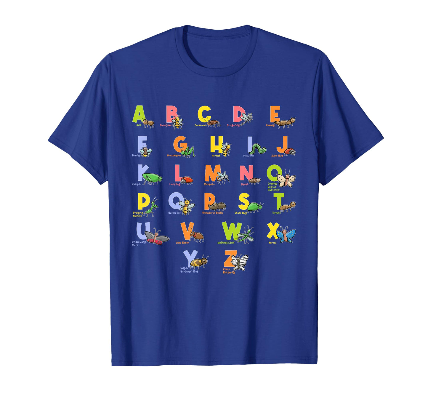 Alphabet Types of Insects Kids Bug Lover Future Entomologist T-Shirt