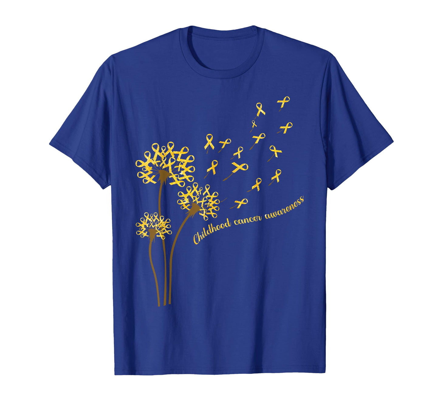 Childhood Cancer Awareness Dandelion Flower Gold Ribbon T-Shirt