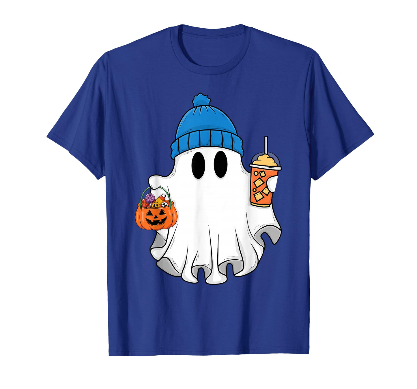 Spooky Boo Ghost Drinking Ice Coffee Ghost Halloween Costume T-Shirt