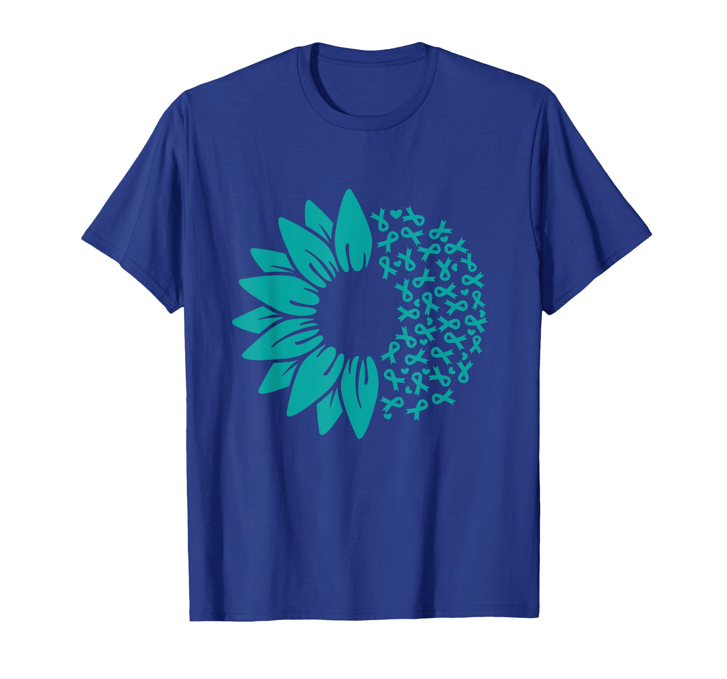 Sunflower Ovarian Cancer Awareness Teal Ribbon T-Shirt