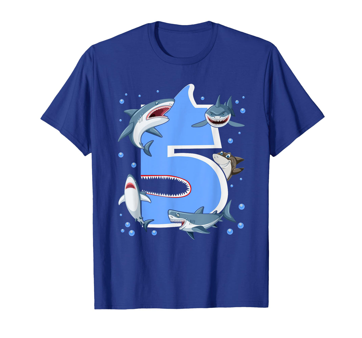 5th Birthday Boys Shark 5 years Old Shark B-day T-Shirt
