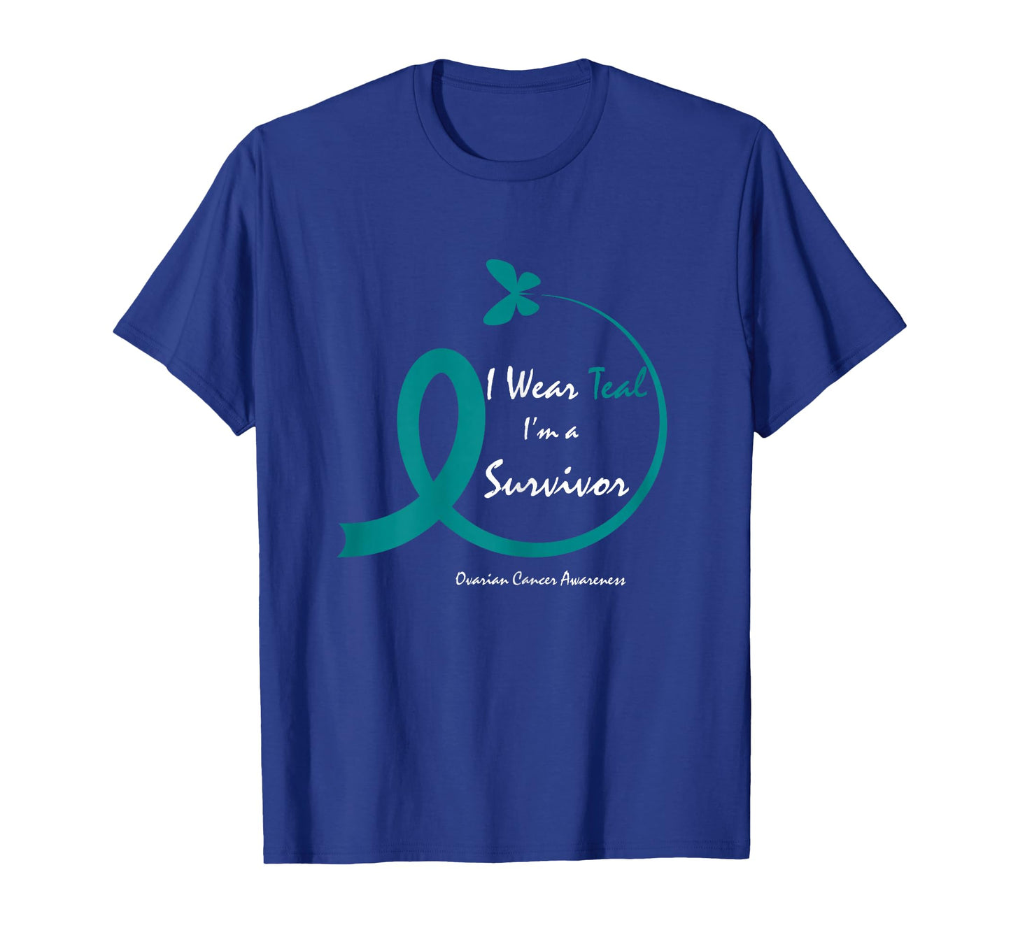 Cute Ovarian Cancer Survivor Gifts Teal Butterfly Awareness T-Shirt