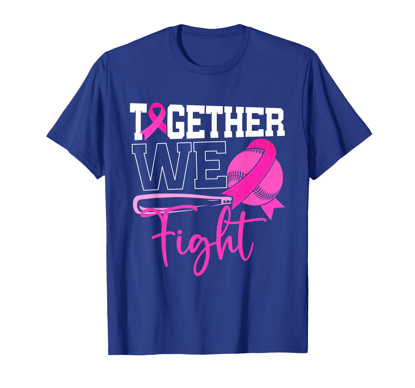 Together We Fight Softball Breast Cancer Awareness Ribbon T-Shirt