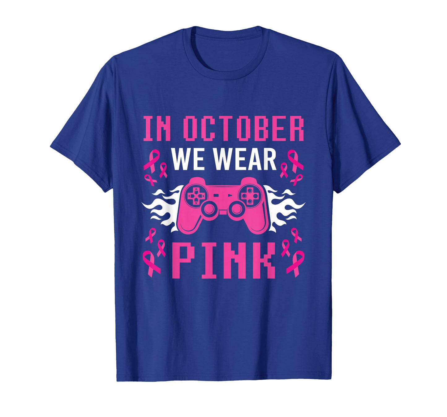 In October We Wear Pink Breast Cancer Gaming Kids Boys Youth T-Shirt