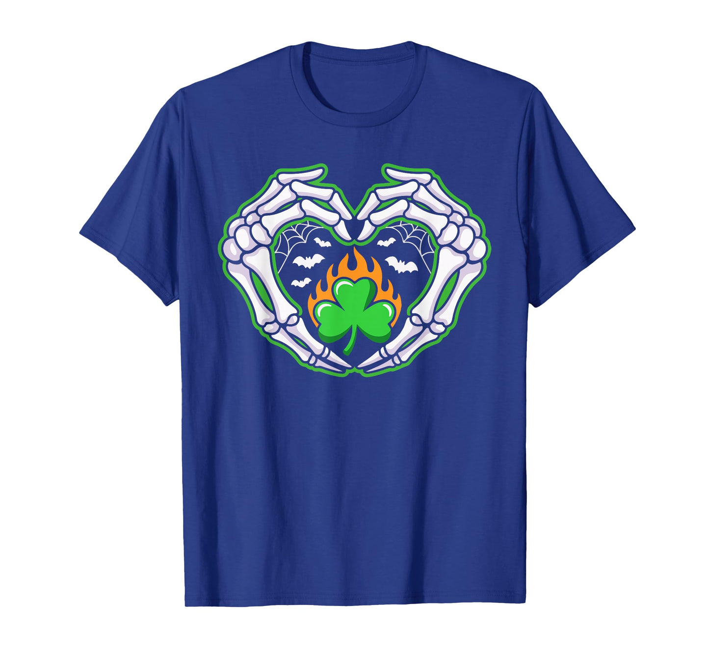 Spooky Shamrock Skeleton Hands Heart Irish Halloween Men Boy T-Shirt