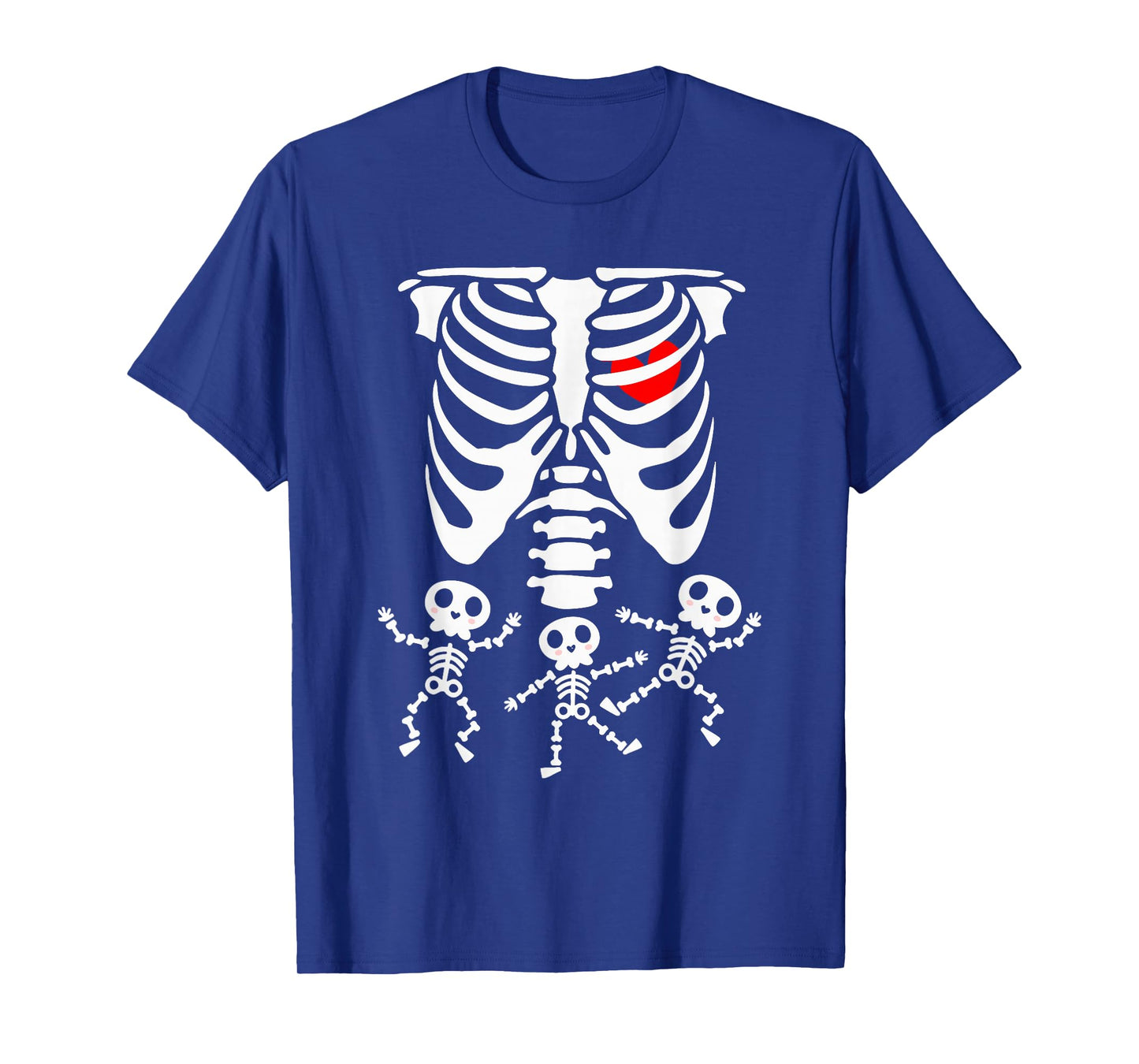 Women Halloween Pregnancy Triplet Costumes Pregnant Skeleton T-Shirt