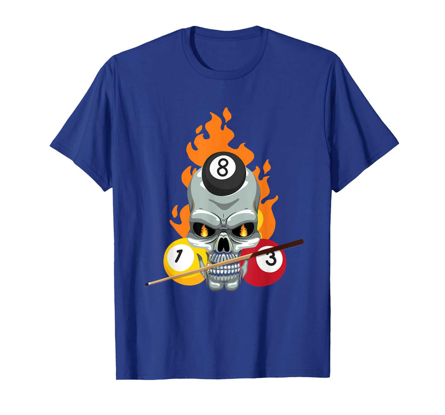Pool Player Skull Billiards Cue Design Billiard Ball T-Shirt