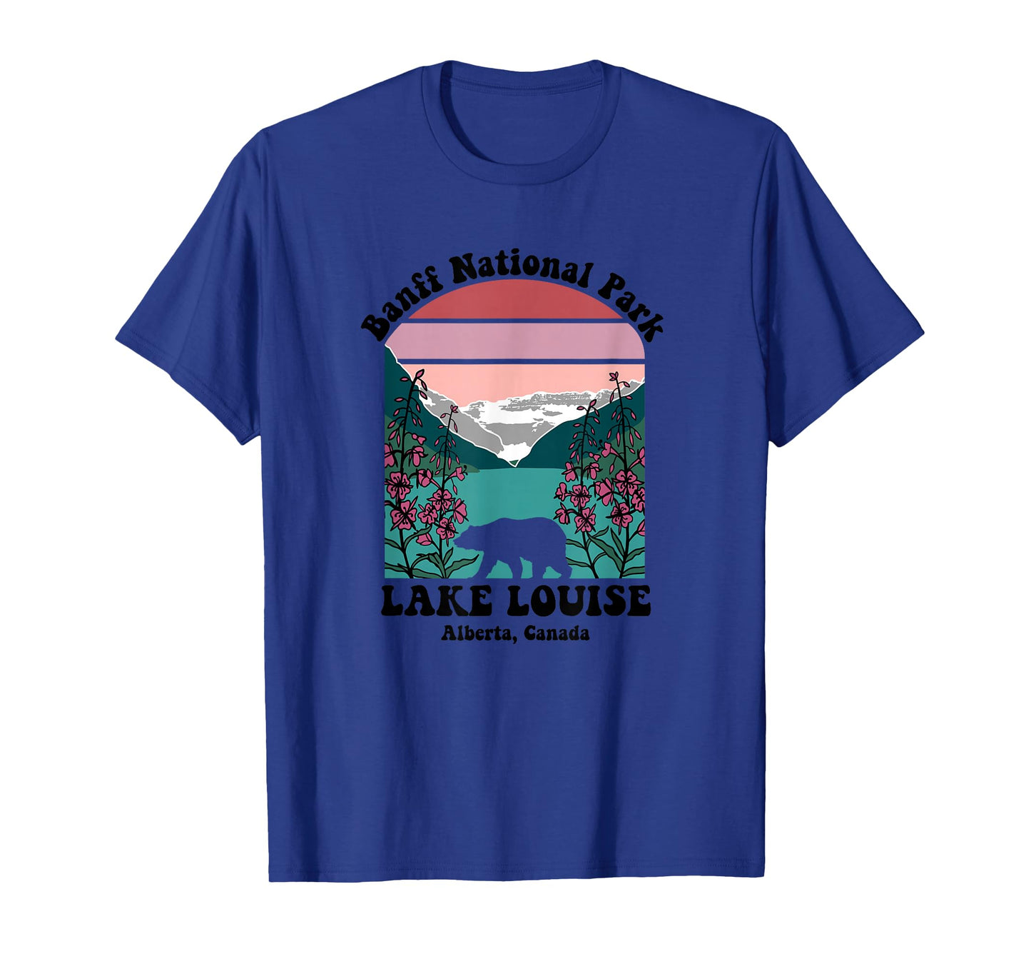 Banff National Park Lake Louise Retro Floral Mountain T-Shirt
