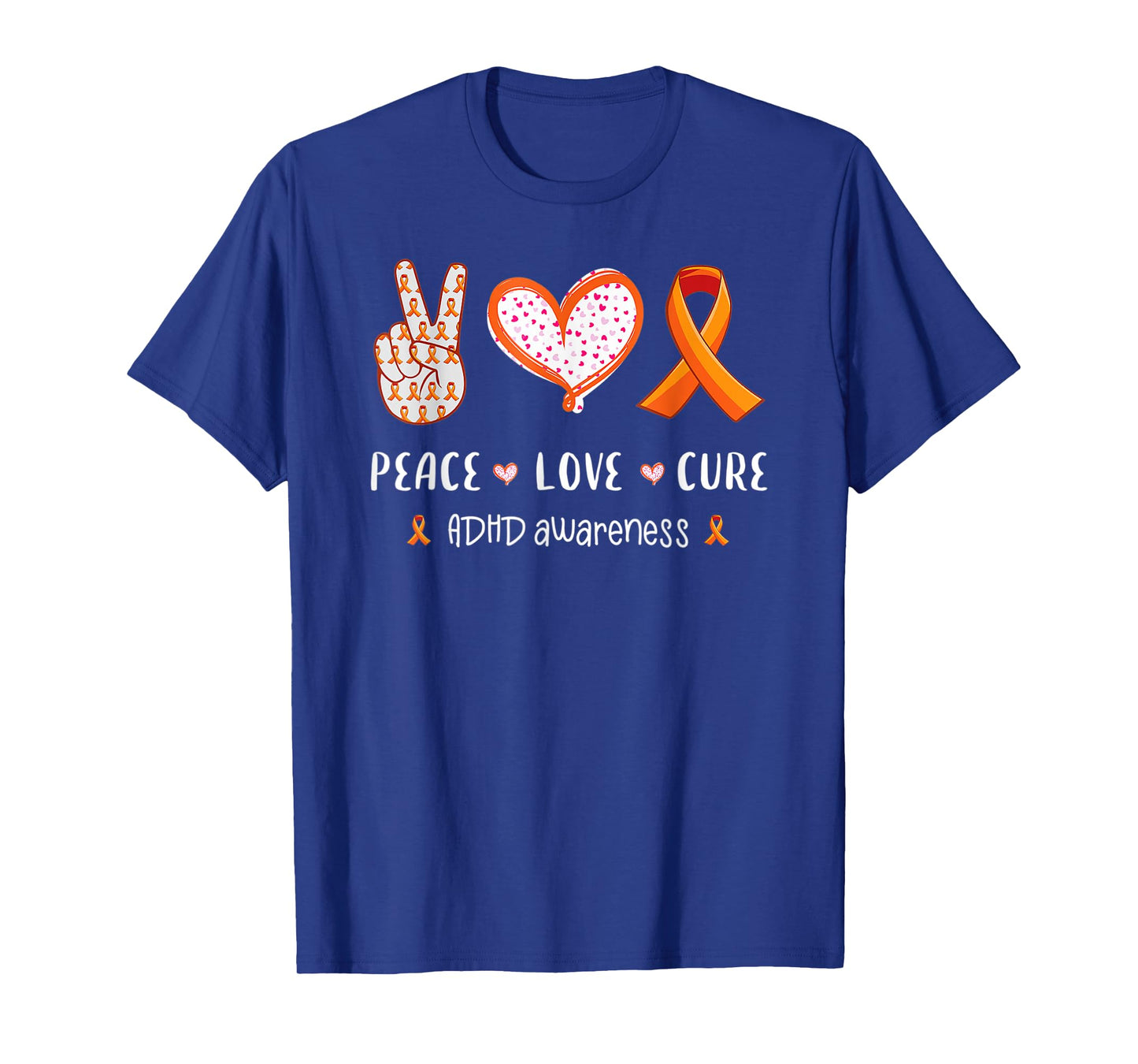 Peace Love Cure Support ADHD Awareness Mom T-Shirt