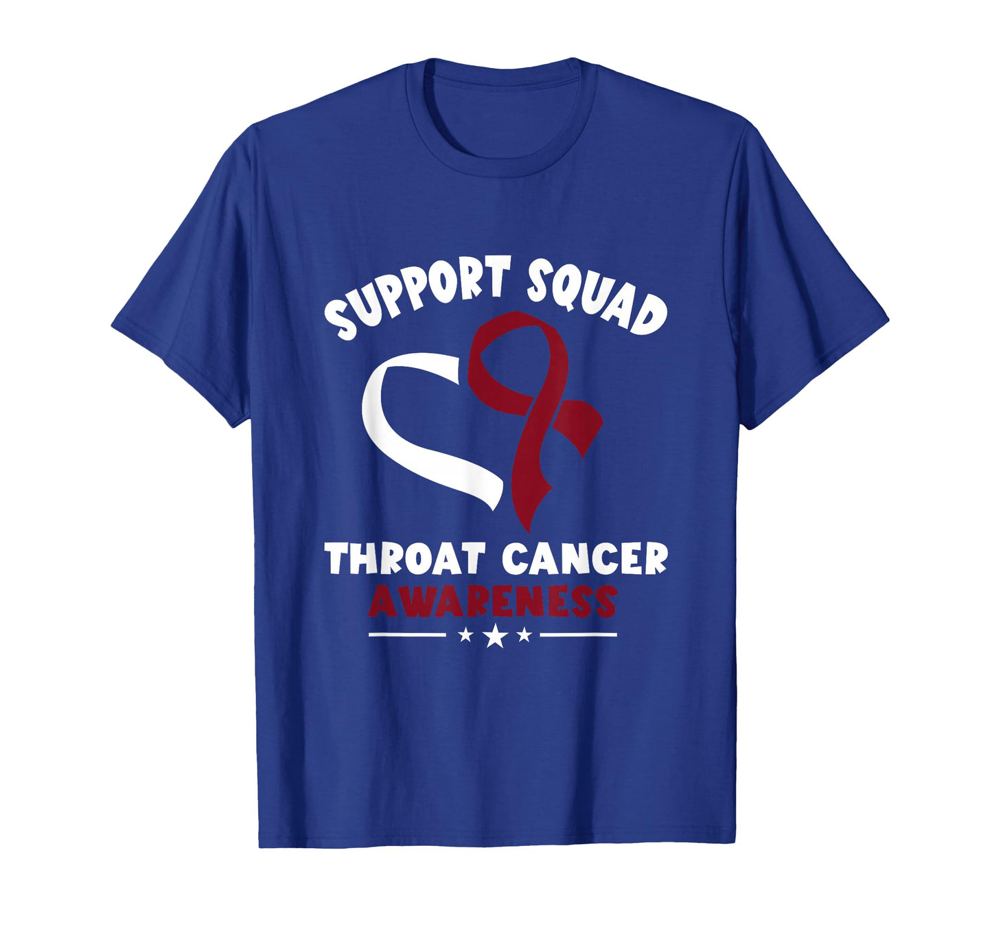 Throat Cancer Awareness Support Squad Burgundy White Ribbon T-Shirt