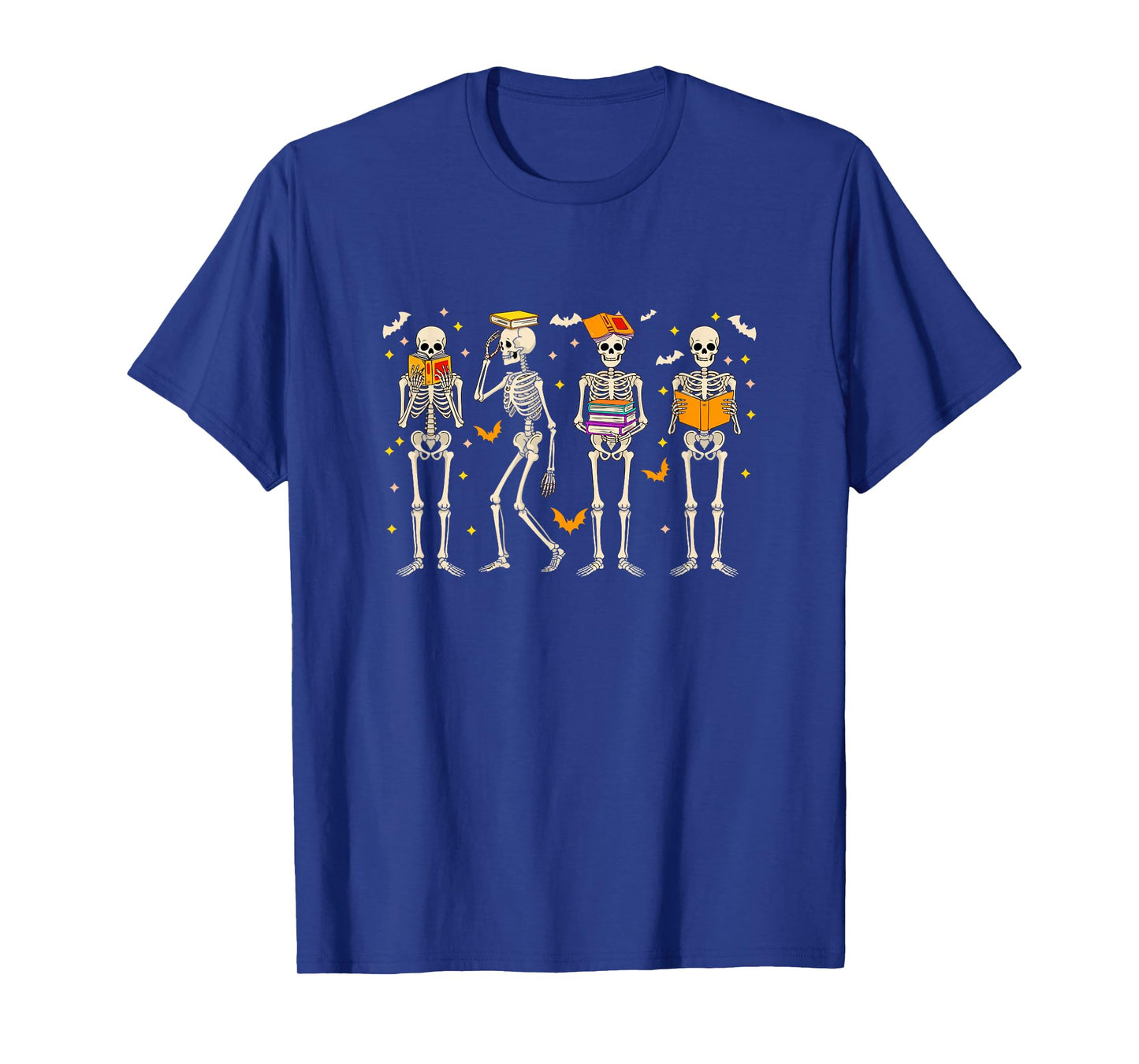Halloween Group Skeletons Reading Books Bookworm Librarian T-Shirt