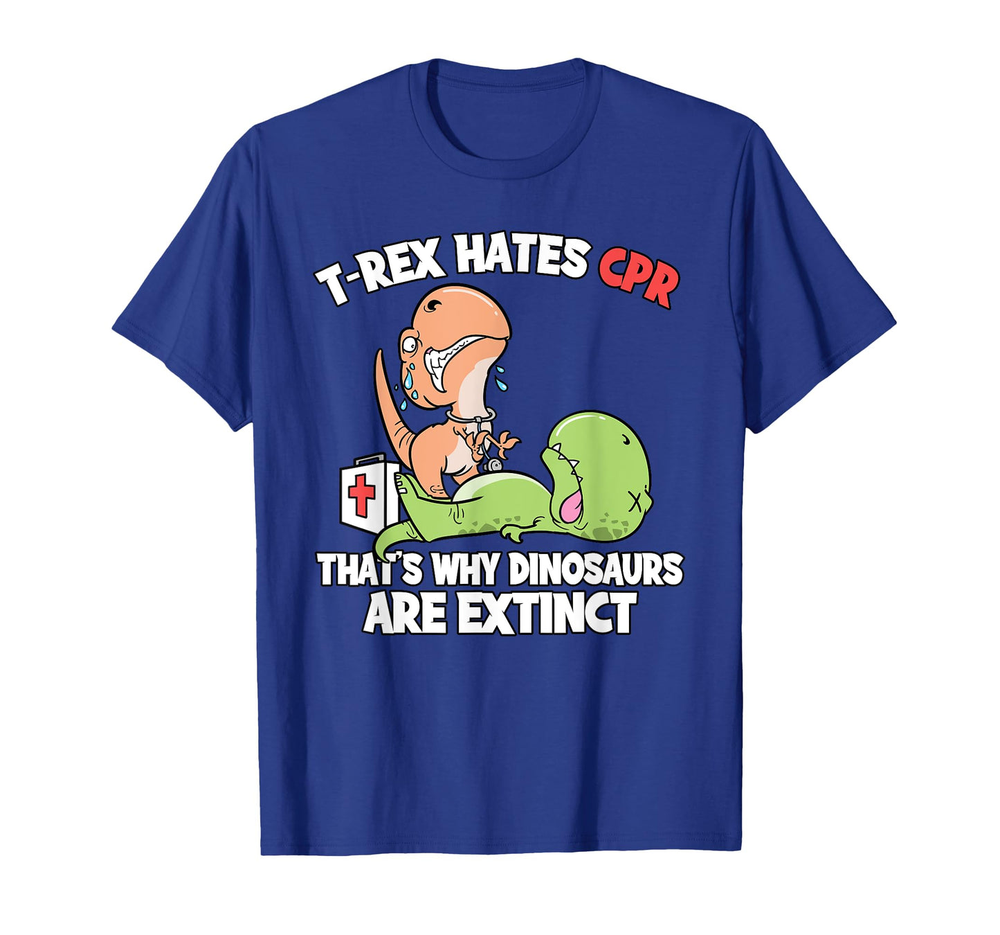 T-Rex Doctor Gifts T-Rex Hates CPR Dinosaur Nurse Unisex-Adults Black Short Sleeve T-Shirt Small