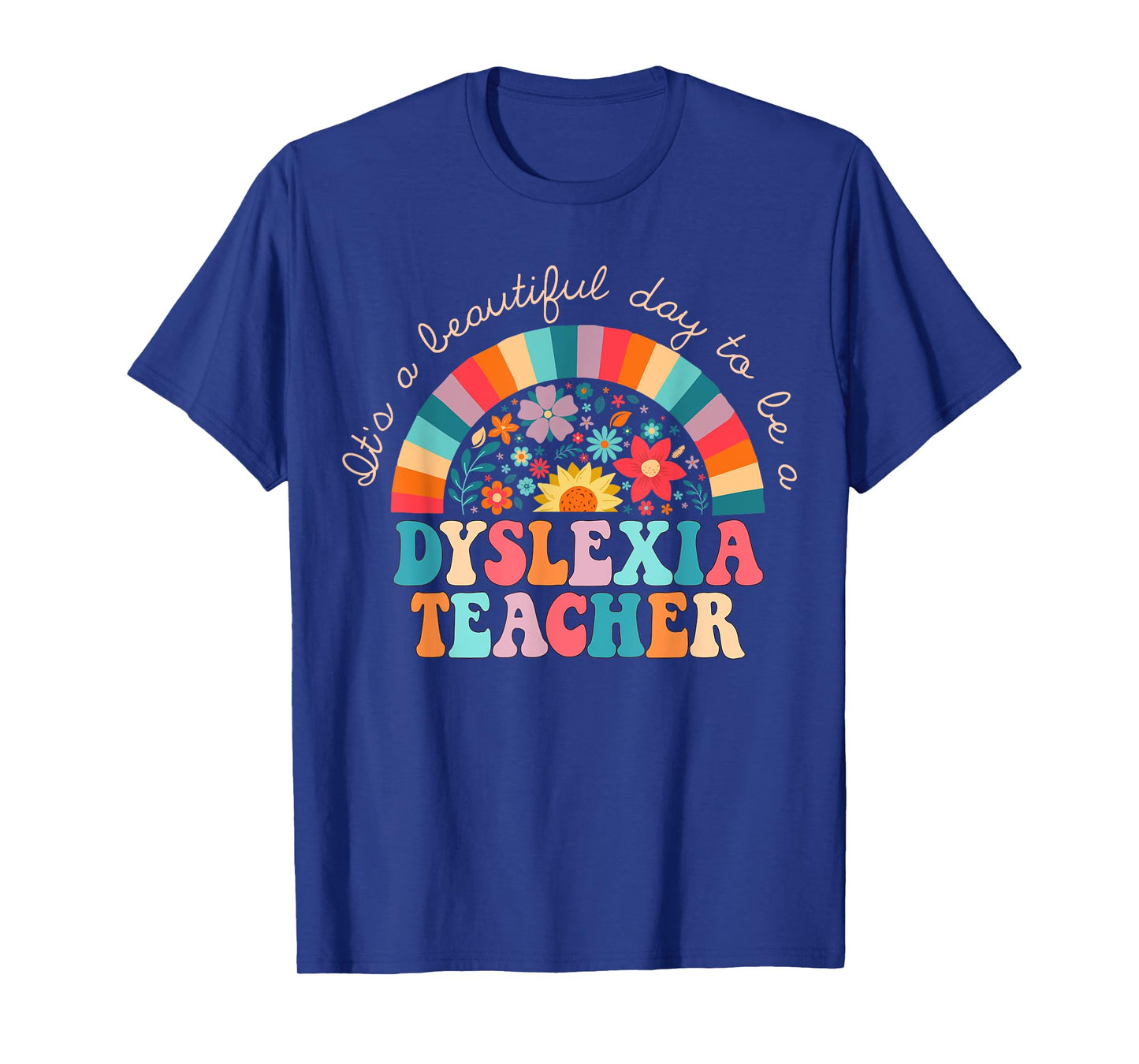 Dyslexia Teacher Retro Dyslexia SPED Therapist Rainbow T-Shirt