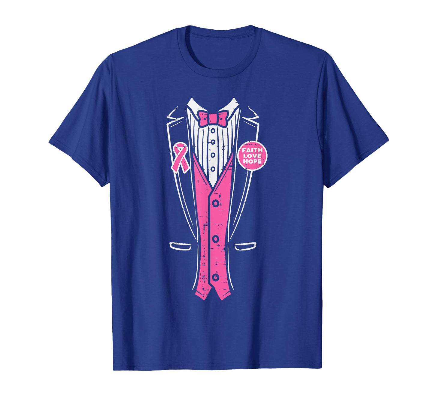 Pink Ribbon Tuxedo Breast Cancer Awareness Men Boys T-Shirt
