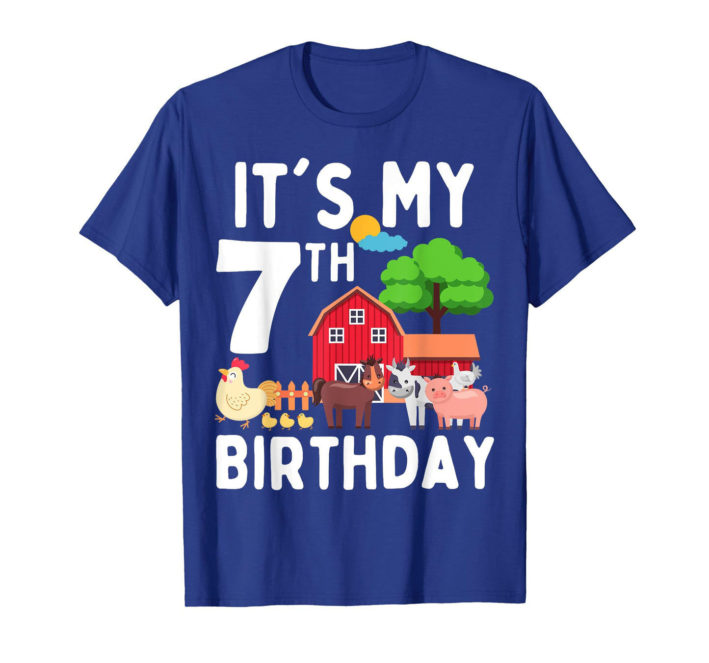 It's My 7th Birthday 7 Years Old Farm Animals Theme for Kids T-Shirt