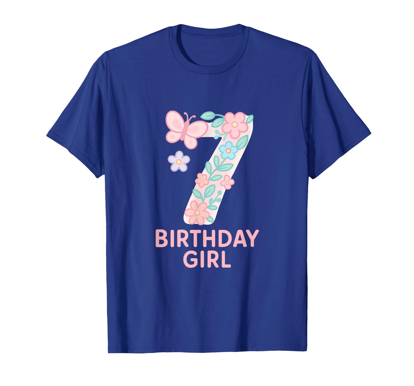 Sweet Floral Number Seven Birthday Girl T-Shirt