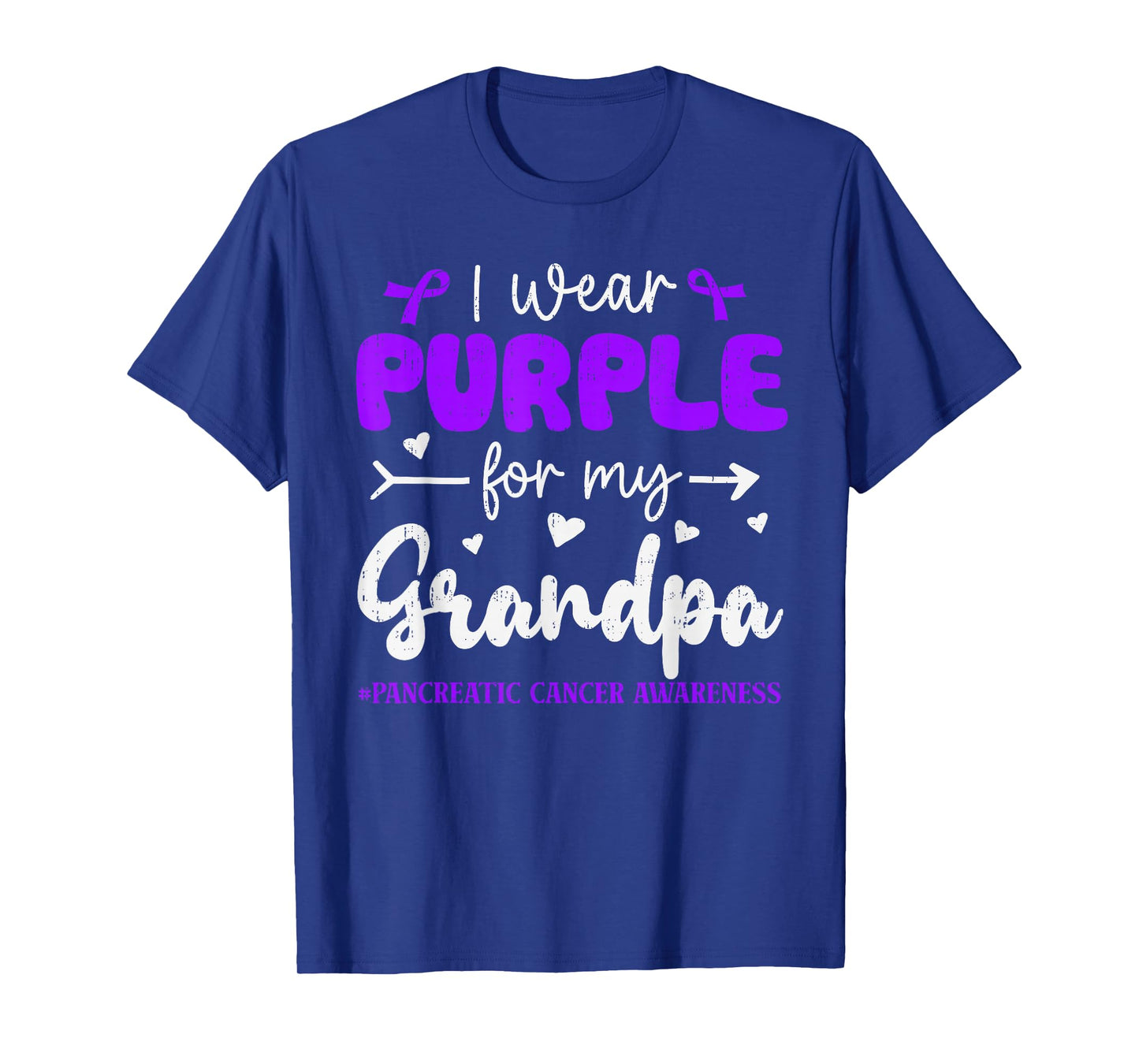 I Wear Purple for Grandpa Pancreatic Cancer Awareness Family T-Shirt