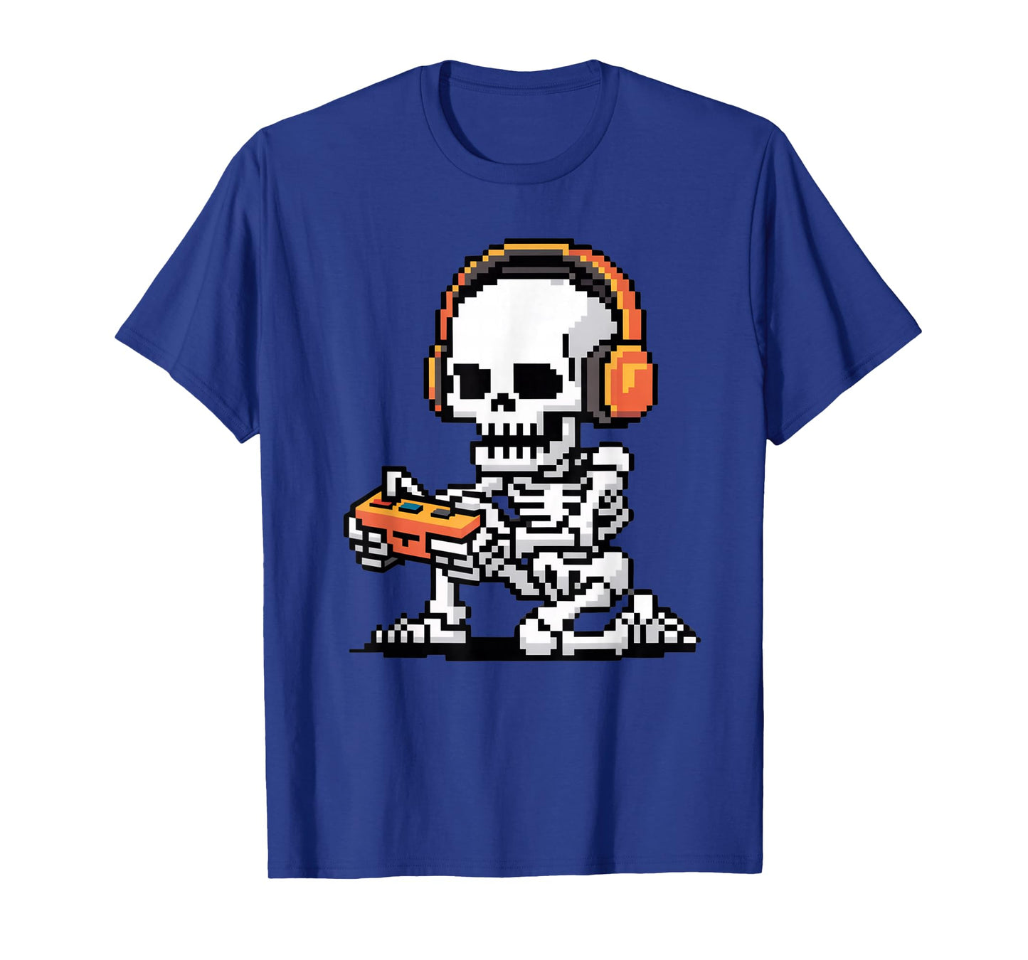 Funny Pixel Skeleton Gamer Retro Gaming Humor Women Men T-Shirt