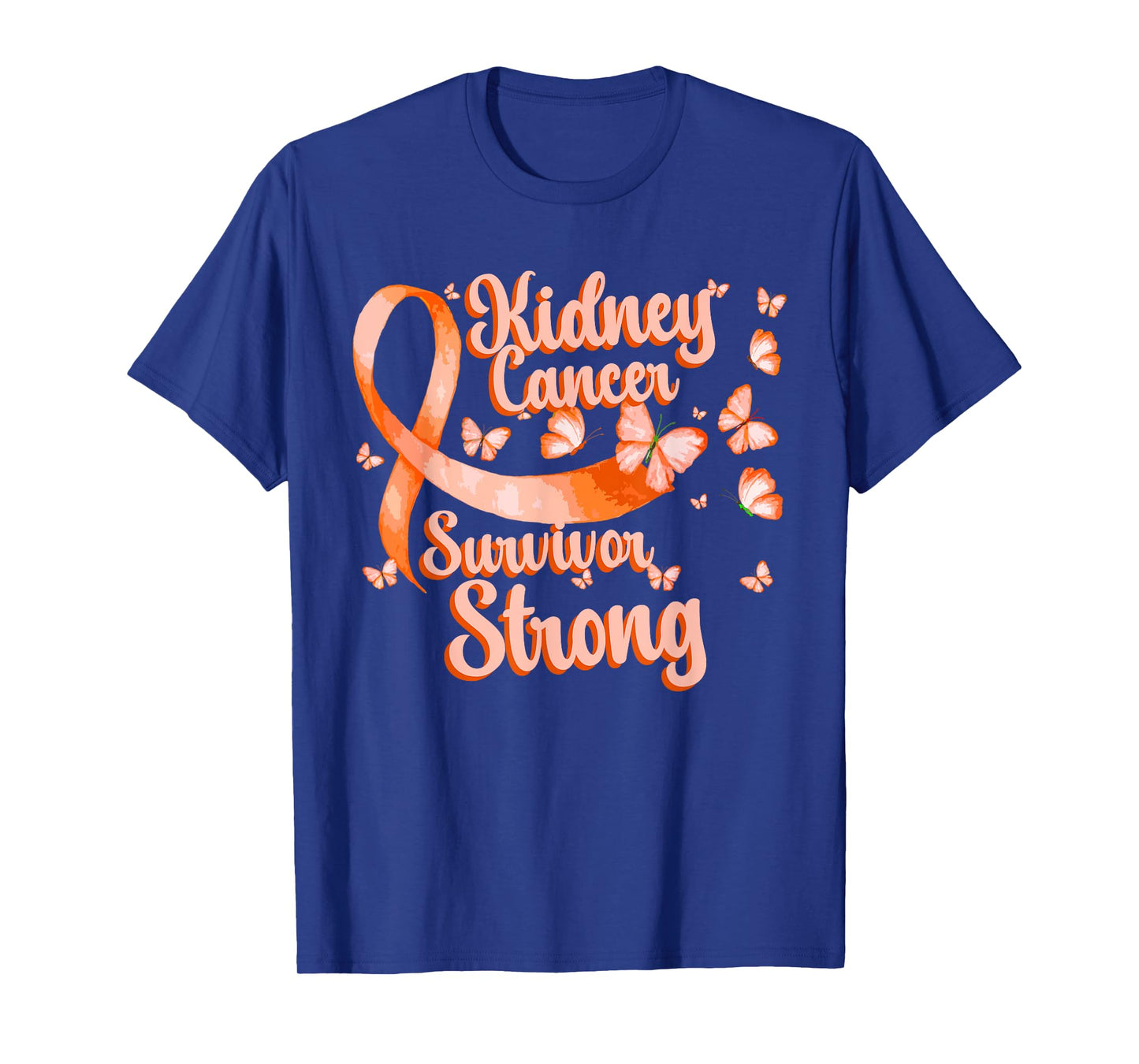 Kidney Cancer Awareness Survivor Butterfly Orange Ribbon T-Shirt