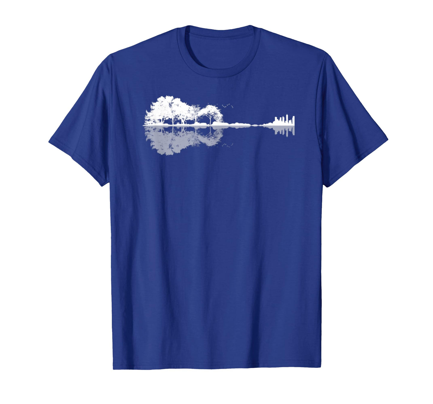 Acoustic Guitar Forest Nature Reflection Mirror Gallery Print T-Shirt