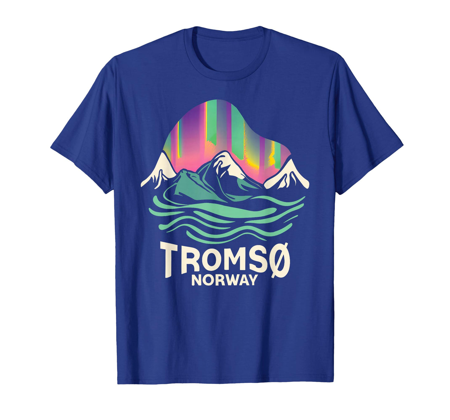 Tromso Norway Norwegian Northern Lights Snow Retro Oslo T-Shirt