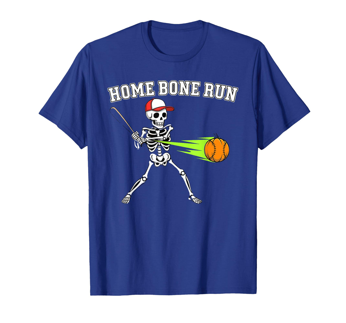 Home Bone Run Skeleton Baseball Pumpkin Halloween T-Shirt