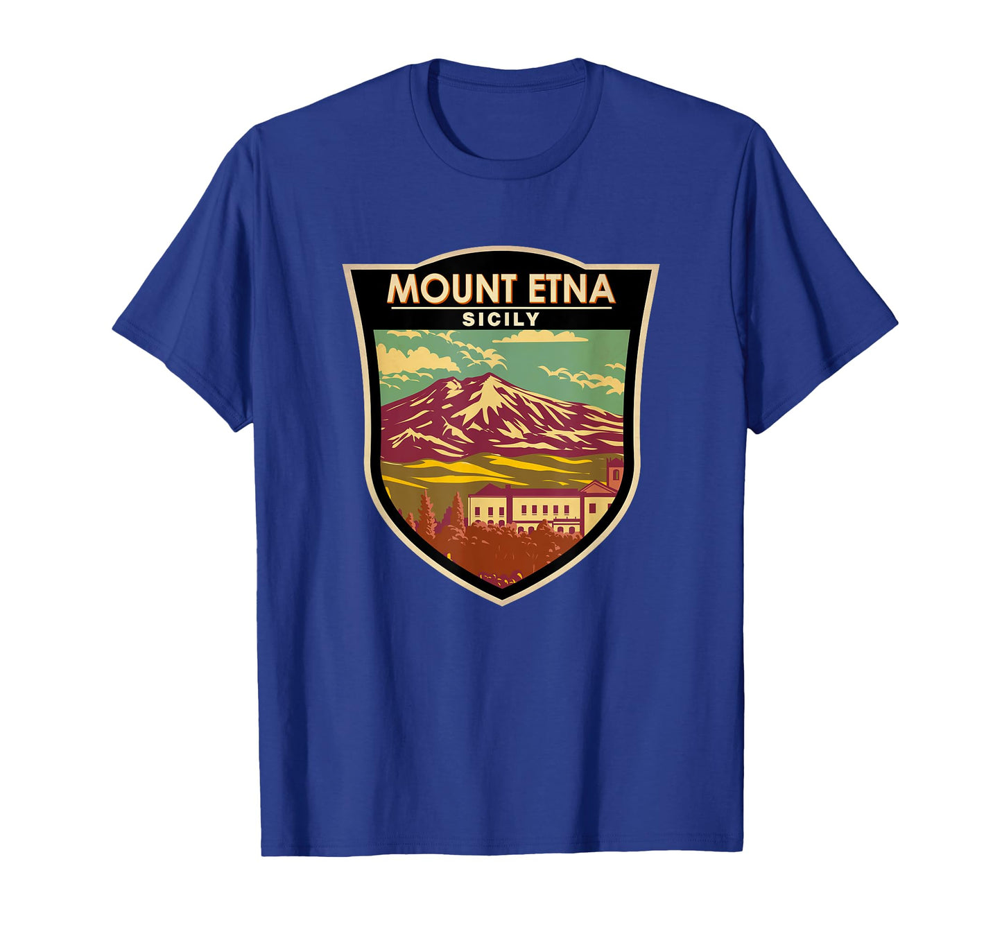 Mount Etna Sicily Landmark Badge Vintage T-Shirt