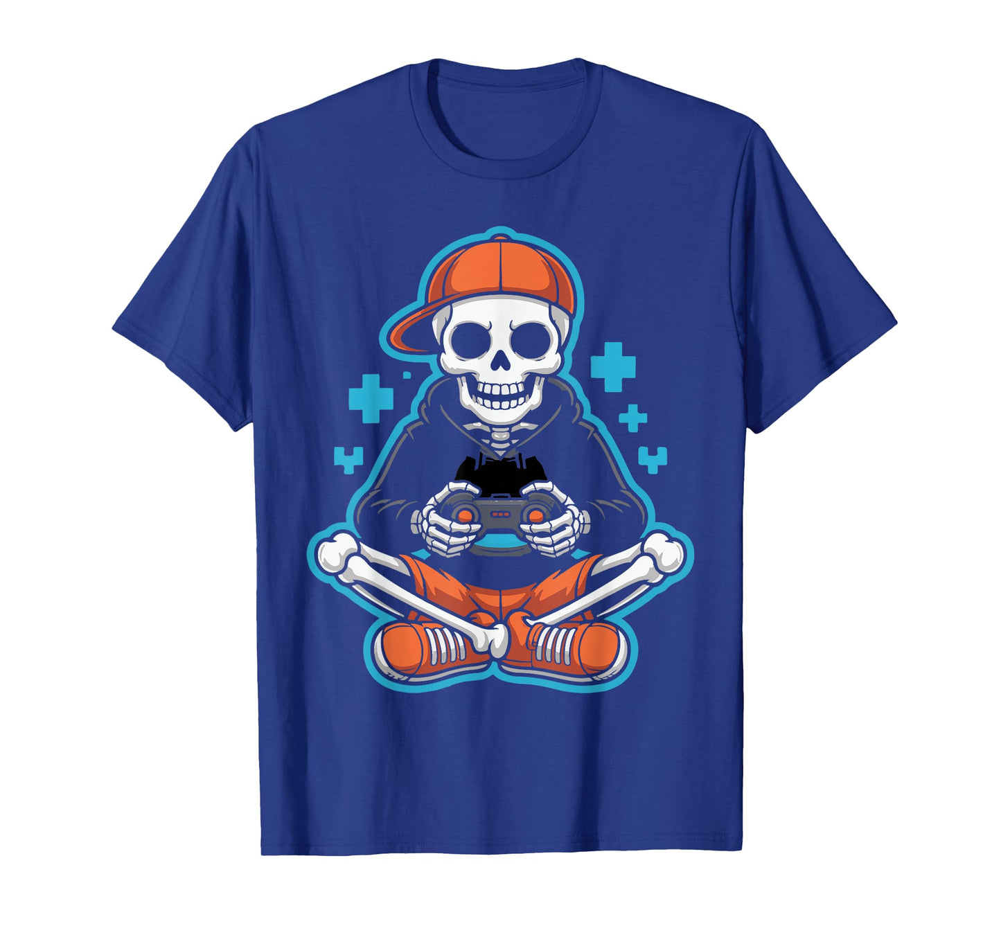 Creepy Skeleton Gamer Funny Video Gaming Halloween Boys Men T-Shirt