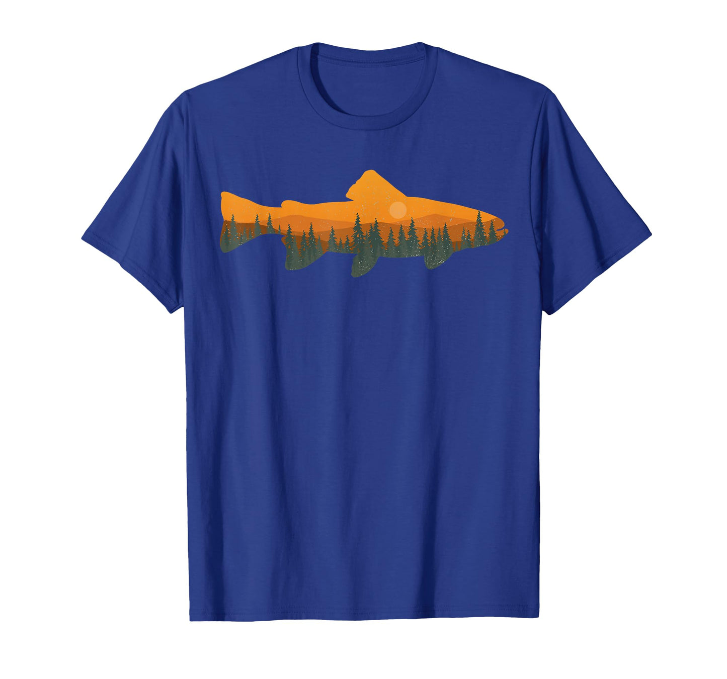 Retro Forest Nature Wildlife for Men Funny Trout Fishing T-Shirt